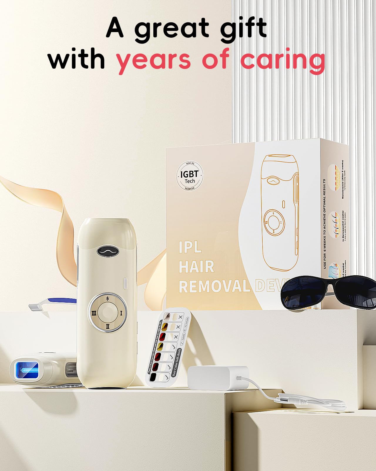 Haarlosy IPL Geräte Haarentfernung - 22J Schmerzfreie Laser Haarentfernungsgerät Ideal für Zuhause, Geeignet für Damen Herren am Körper, Gesicht, Achseln, Beinen
