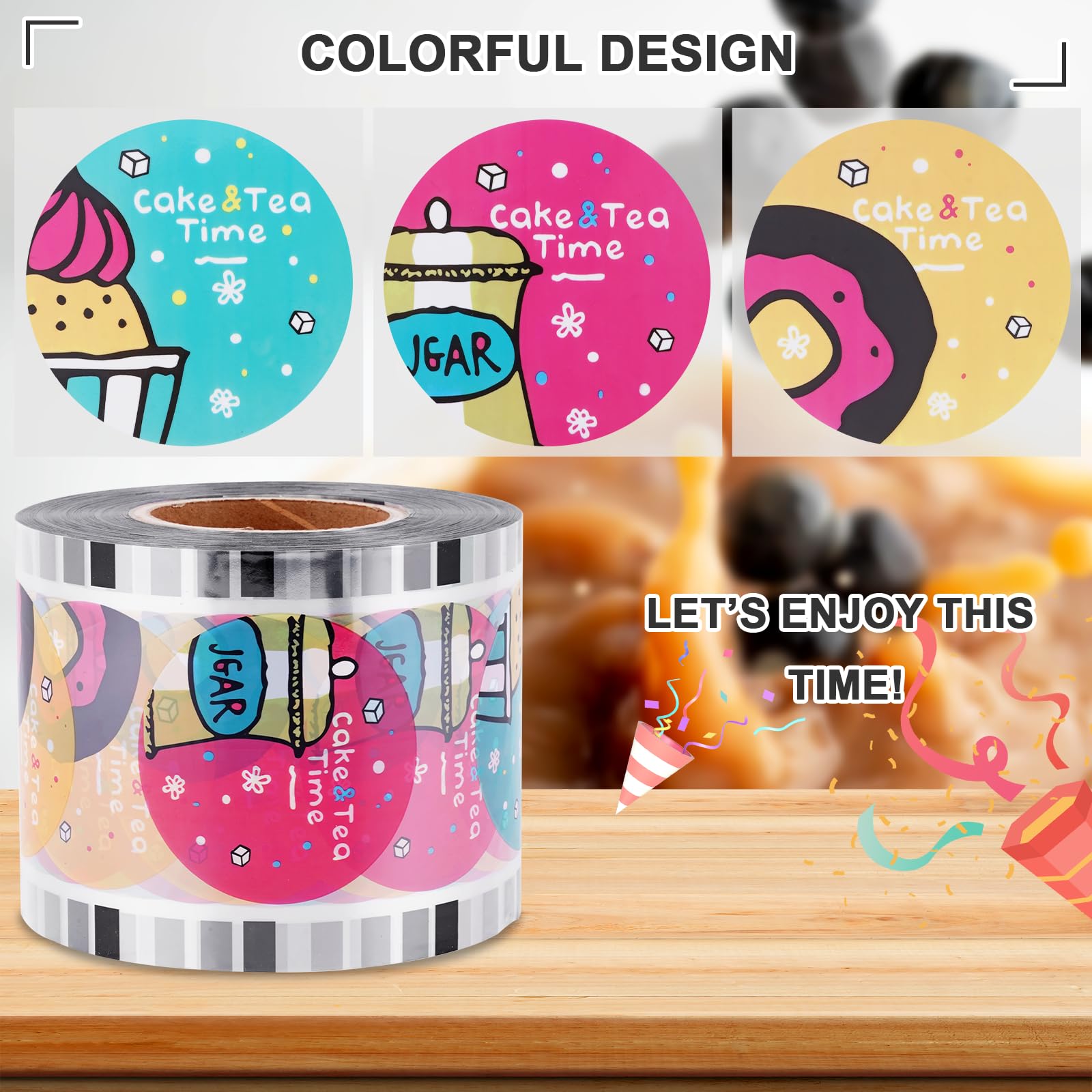 1 Rolle Tasse Versiegelungsfolie Tasse Versiegelungsfolie 130 mm breit klar Lebensmittelqualität Sicherheit Kunststoff Teetassen Versiegelungsfolie 2200 Tassen Deckel Dichtungsfolie für Boba Wasser