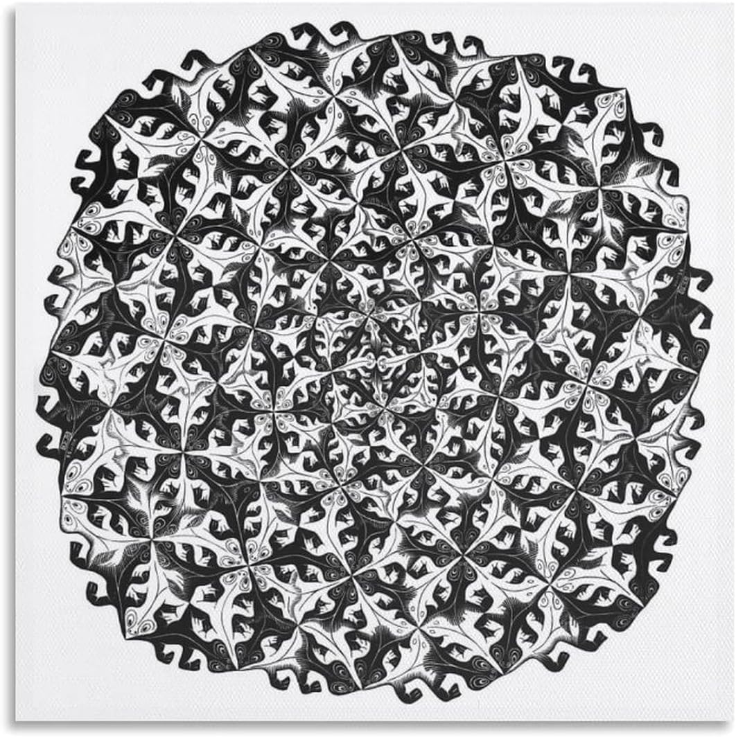 Rikin Liuff Division by M.C. Escher Poster and Prints Abstract Wall Art M.C. Escher Canvas Painting for Office Home Wall Picture Decor 50x50cmx1 Unframed