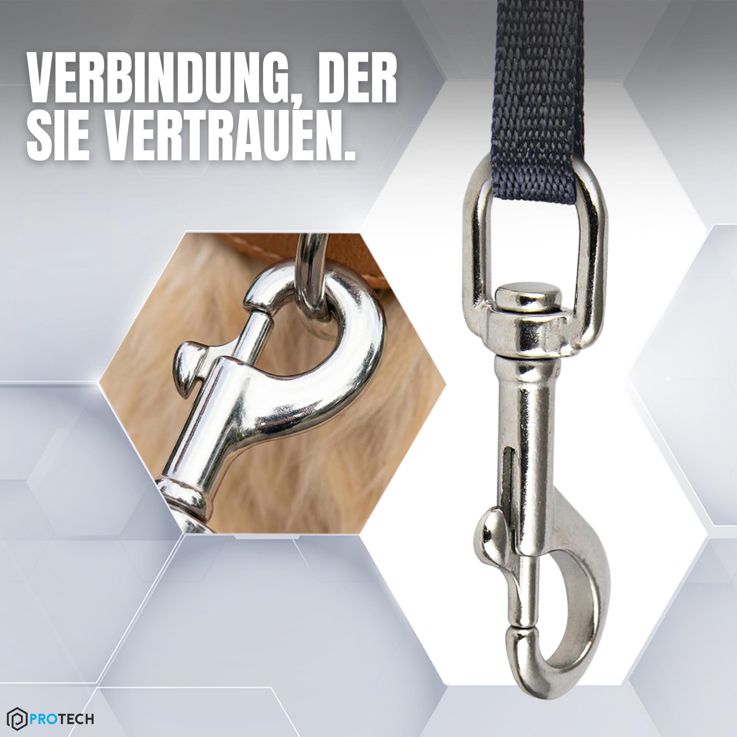 PROTECH Wirbelkarabiner Edelstahl A4 (V4A) – 64mm Karabinerhaken mit Drehgelenk – Rostfreier Bolzenkarabiner für Hundeleinen, Taschen & Segeln – Schnellverschluss (10 Stück)