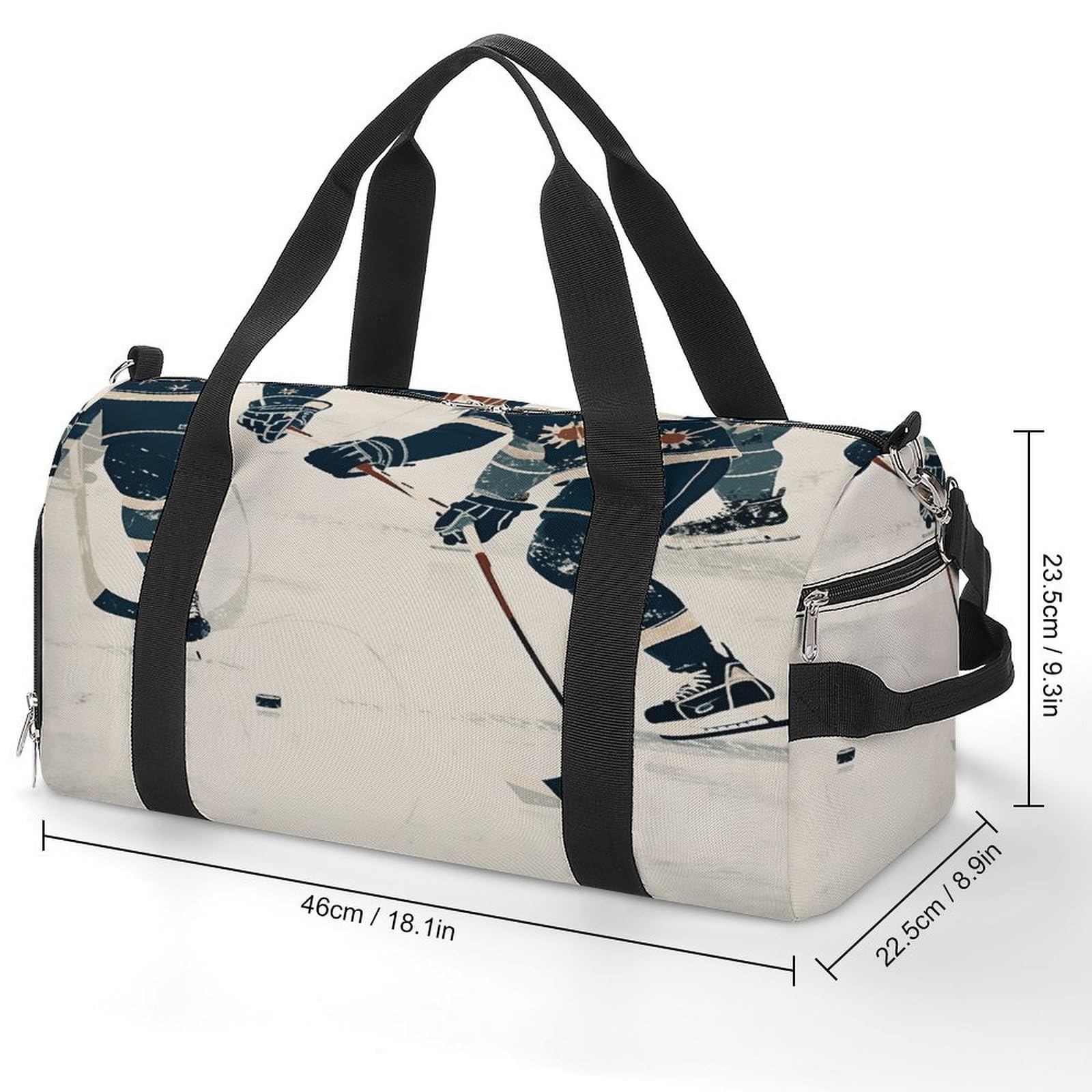 Sac de sport étanche avec compartiment à chaussures pour homme et femme Motif hockey sur glace, Motif hockey sur glace., Taille unique