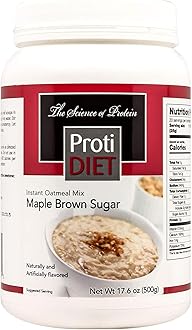 High Protein Maple Brown Sugar Oatmeal - Low Fat, Sugar free Instant Oatmeal for a Nutritious Breakfast Packed with Essential Vitamins and Minerals - 20 Servings Jar