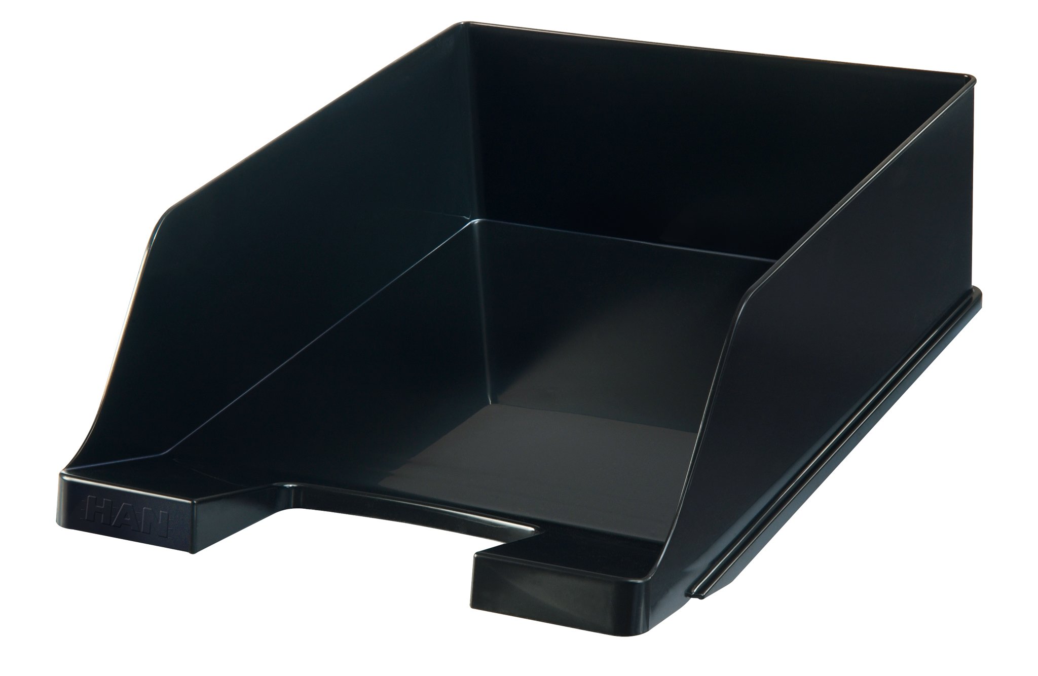 Han vaschetta portacorrispondenza, Extra Alto, Moderno, elegante, Trasparente E LUCIDA nero, 2 Pezzi