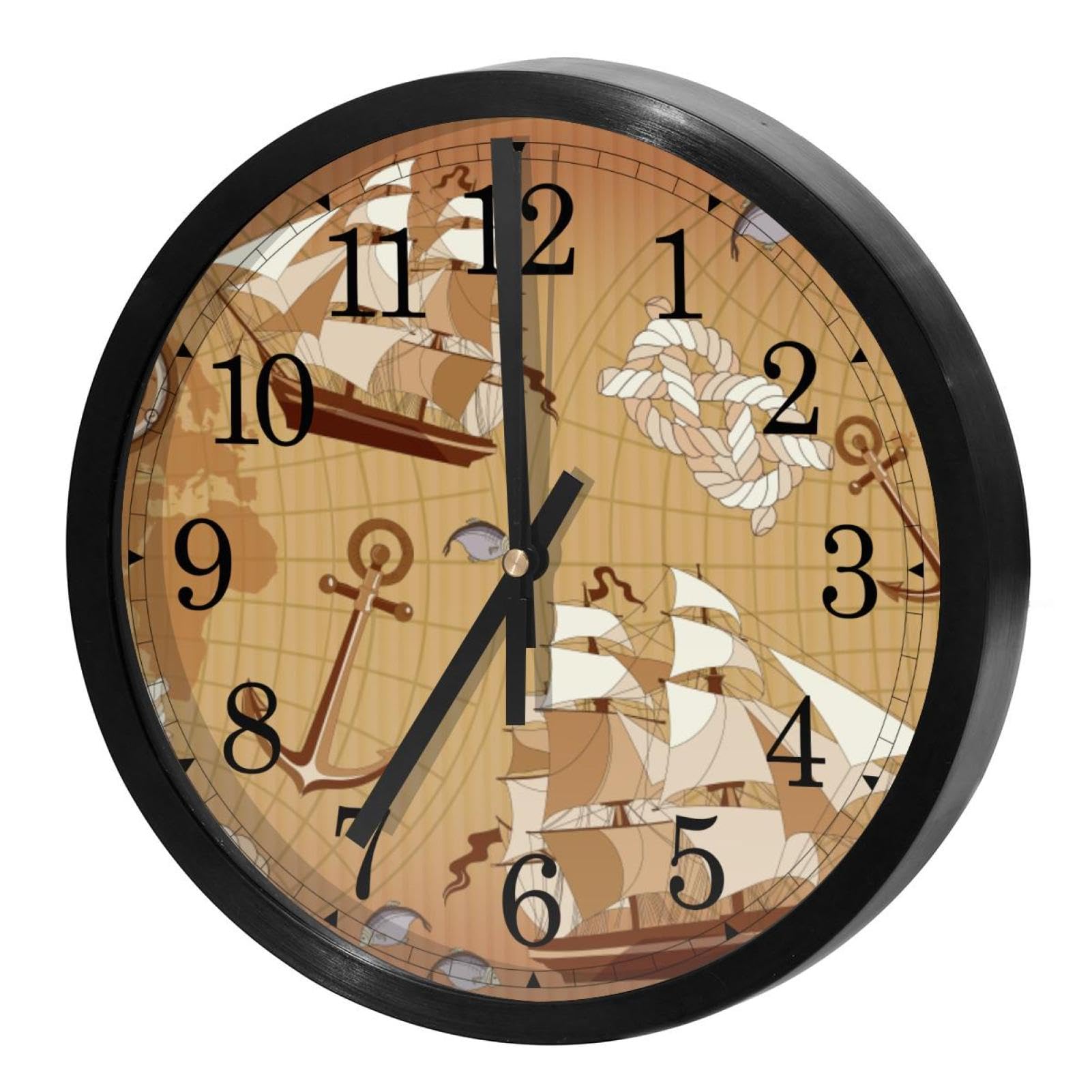 Horloge murale silencieuse à quartz motif ancre marine pour salon et bureau