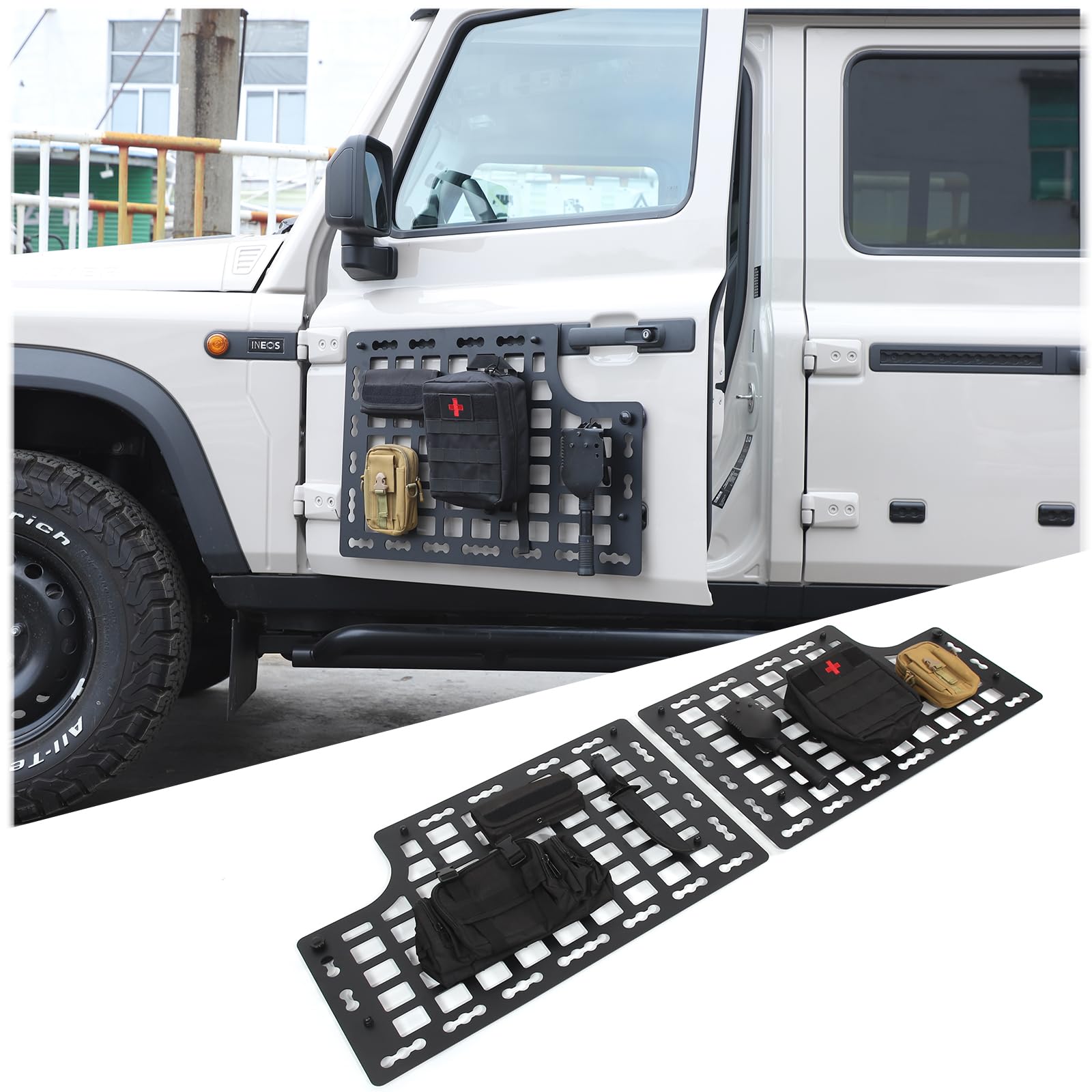 Car Door Cargo Storage Rack Shelf Compatible with INEOS Grenadier 2020-2024 Front Rear Car Door Multifunctional Organizer Mount