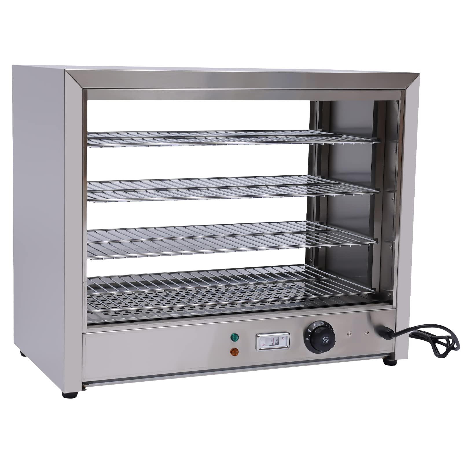 Banco caldo a 4 piani, vetrina calda con illuminazione, temperatura regolabile 30-85 ℃, Incubatore alimentare commerciale per caffetterie e panetterie