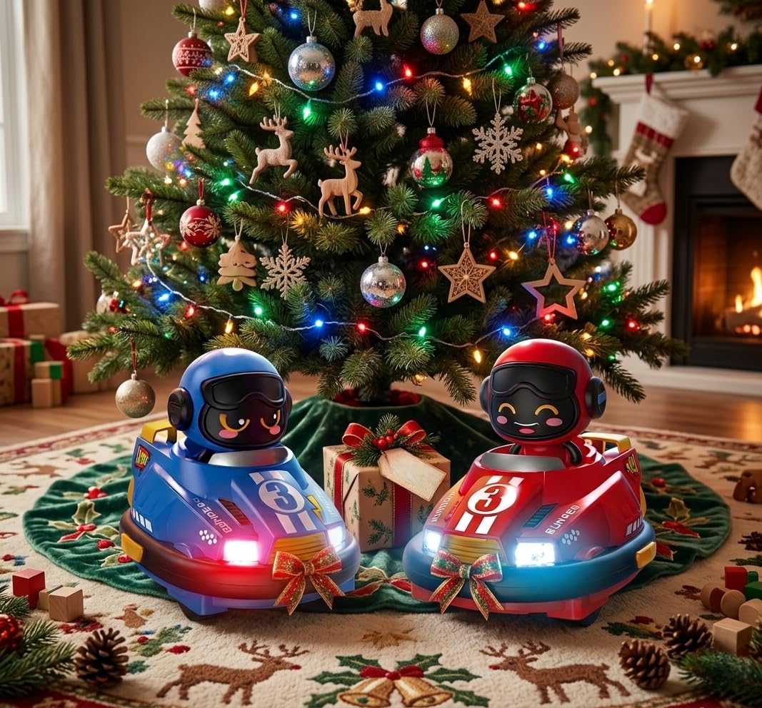Coche de Choque RC Multifuncional. Coche teledirigido con Robots saltarines.. Incluye 2 Super Bumper Car RC 360º con Luces LED y música. 2 Jugadores. Color Azul y Rojo. Stunt RC Car