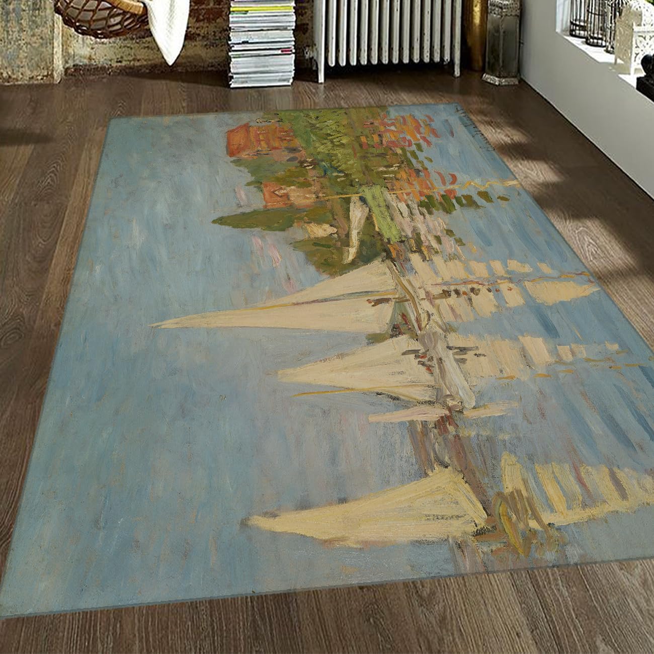 Grand tapis de sol antidérapant Monet impressionniste lavable