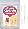Size 00 Empty Gelatin Capsules with 2 Micro Spoons - 100 Count Empty Clear Capsule - Gel Pill Capsules for Powders Supplements