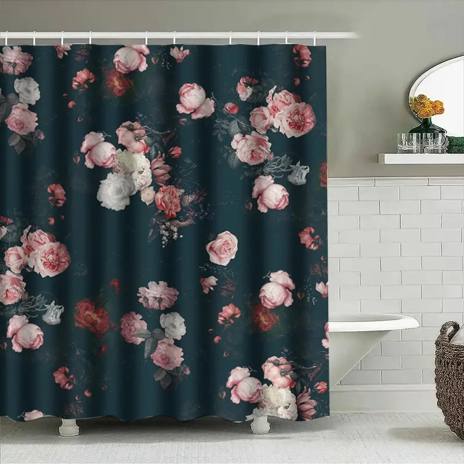 Rideau de douche papillon extra long fini les éclaboussures de baignoire