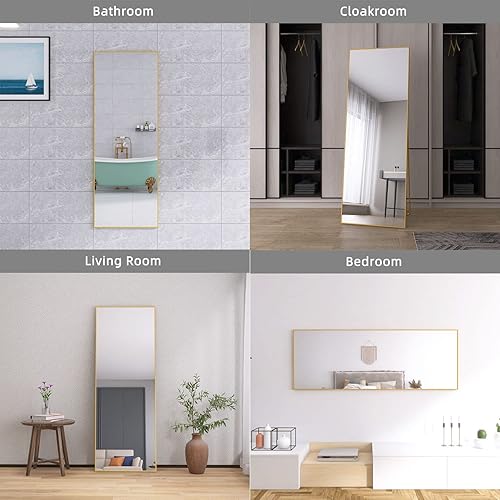 Miniatura 7 de Espejo de longitud completa de 59 x 16 pulgadas, espejo dorado de cuerpo completo para montaje en pared, espejo de piso para dormitorio, sala de