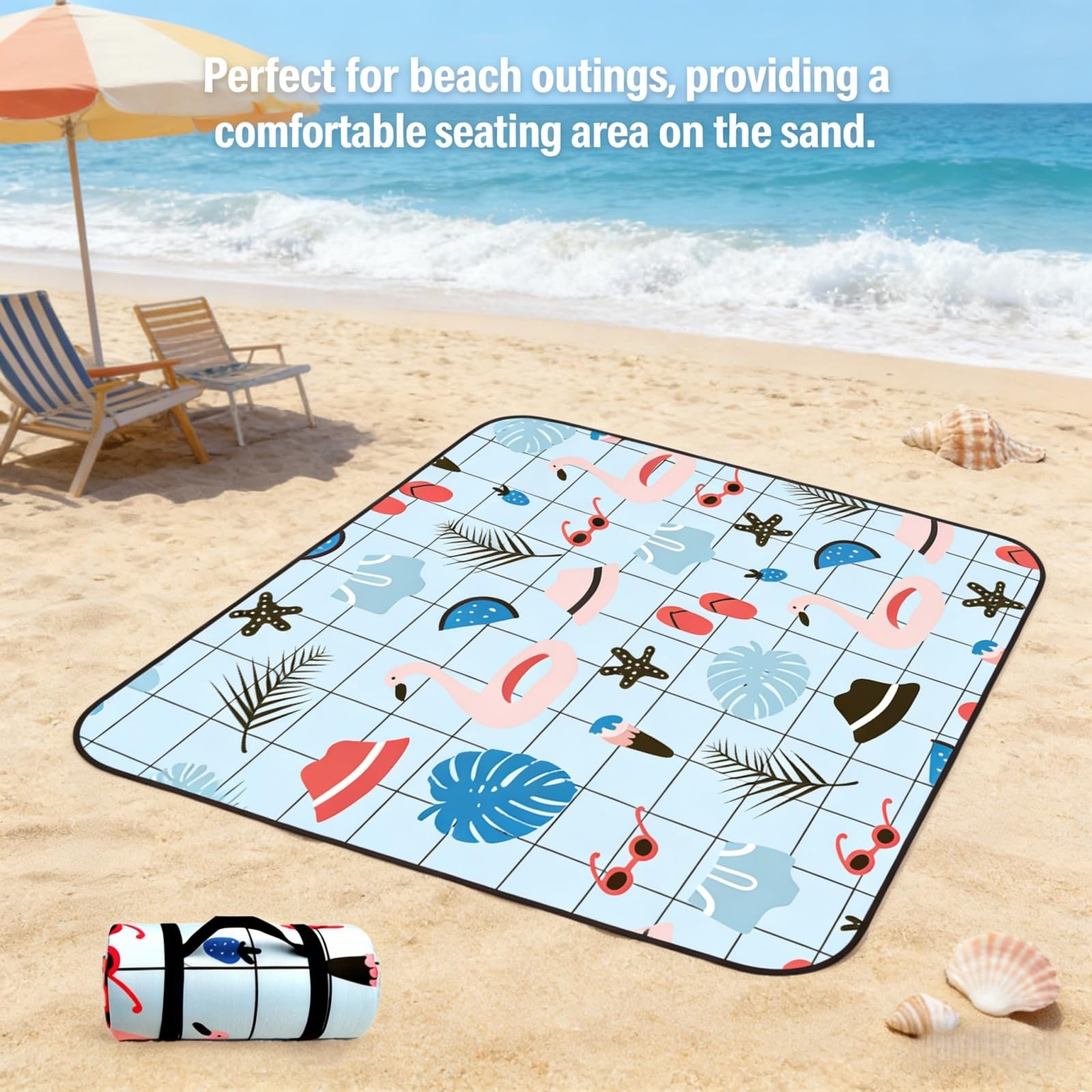 Couverture de Pique Nique Compacte, XXL Nappe Pique Nique Impermeable Couverture de Camping Léger et Portable Tapis de Plage Anti Sable (Empreinte de Feuille 8,300x200cm)
