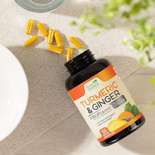 Miniatura 8 de Curcumina de cúrcuma con BioPerine 95% curcuminoides estandarizados 2600 mg  Pimienta negra para máxima absorción, apoyo articular premium, extracto