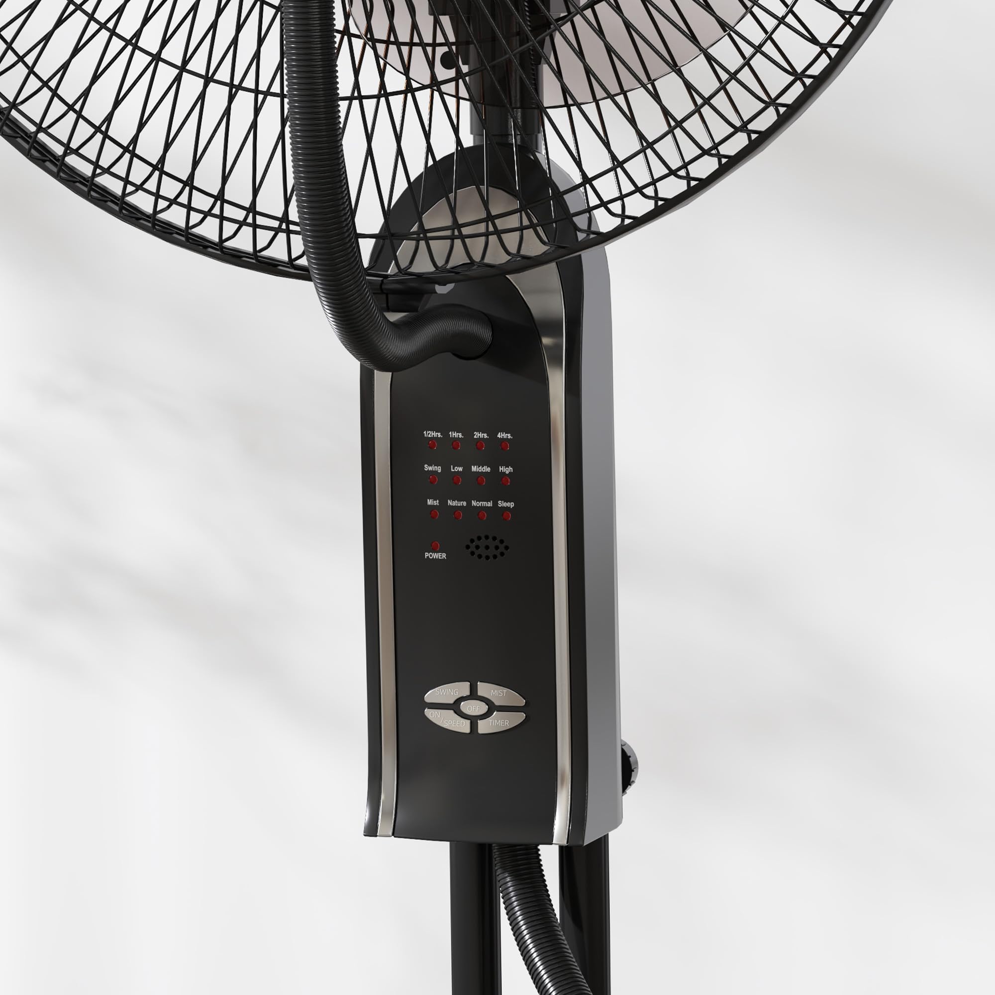 HOMCOM Ventilatore Nebulizzatore 75W con Serbatoio 3.2L, 3 Modalità, 3 Velocità, Ventilatore a Piantana con Oscillazione 75°, Inclinazione 10°, Telecomando, Timer 7.5h, Diametro 44.5cm