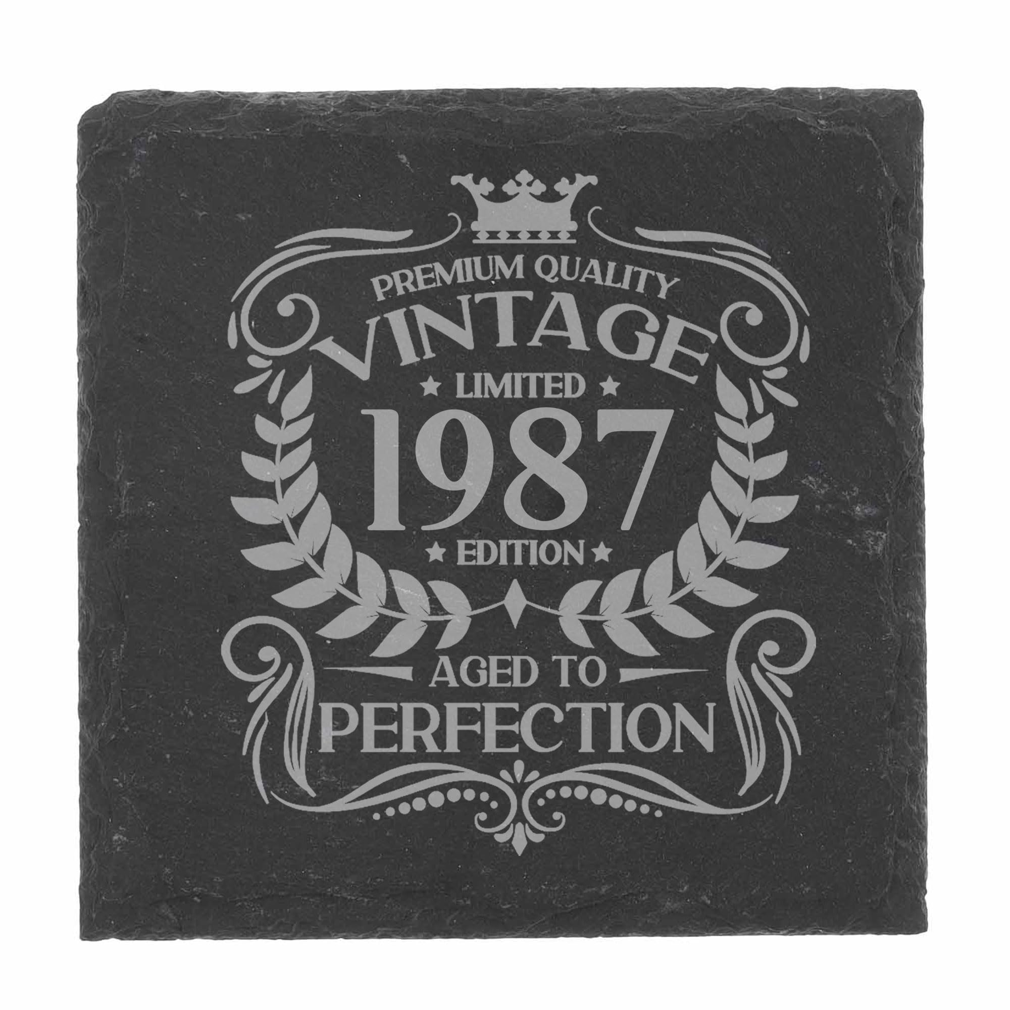 80th Birthday Gift for Men Vintage 1946 Aged to Perfection Engraved Slate Coaster Present for 80 Year Old Etched Natural Slate Placemat (Round Slate) — view 261