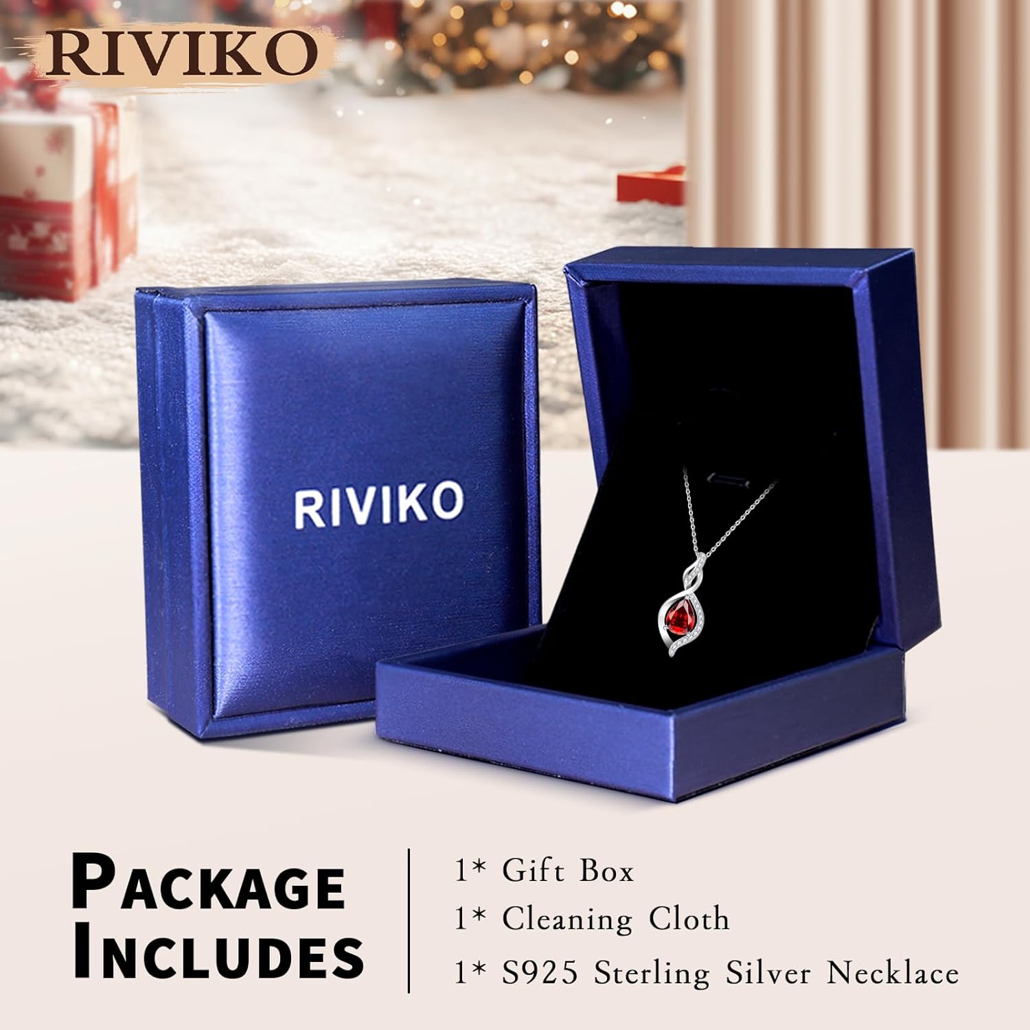 RIVIKO Valentines Day Gifts for Her-Infinity Birthstone Necklace for Women,925 Sterling Silver Teardrop Necklace, Womens Jewelry Birthday Gifts for Women Friend Her Mom Wife Lady - Image 5