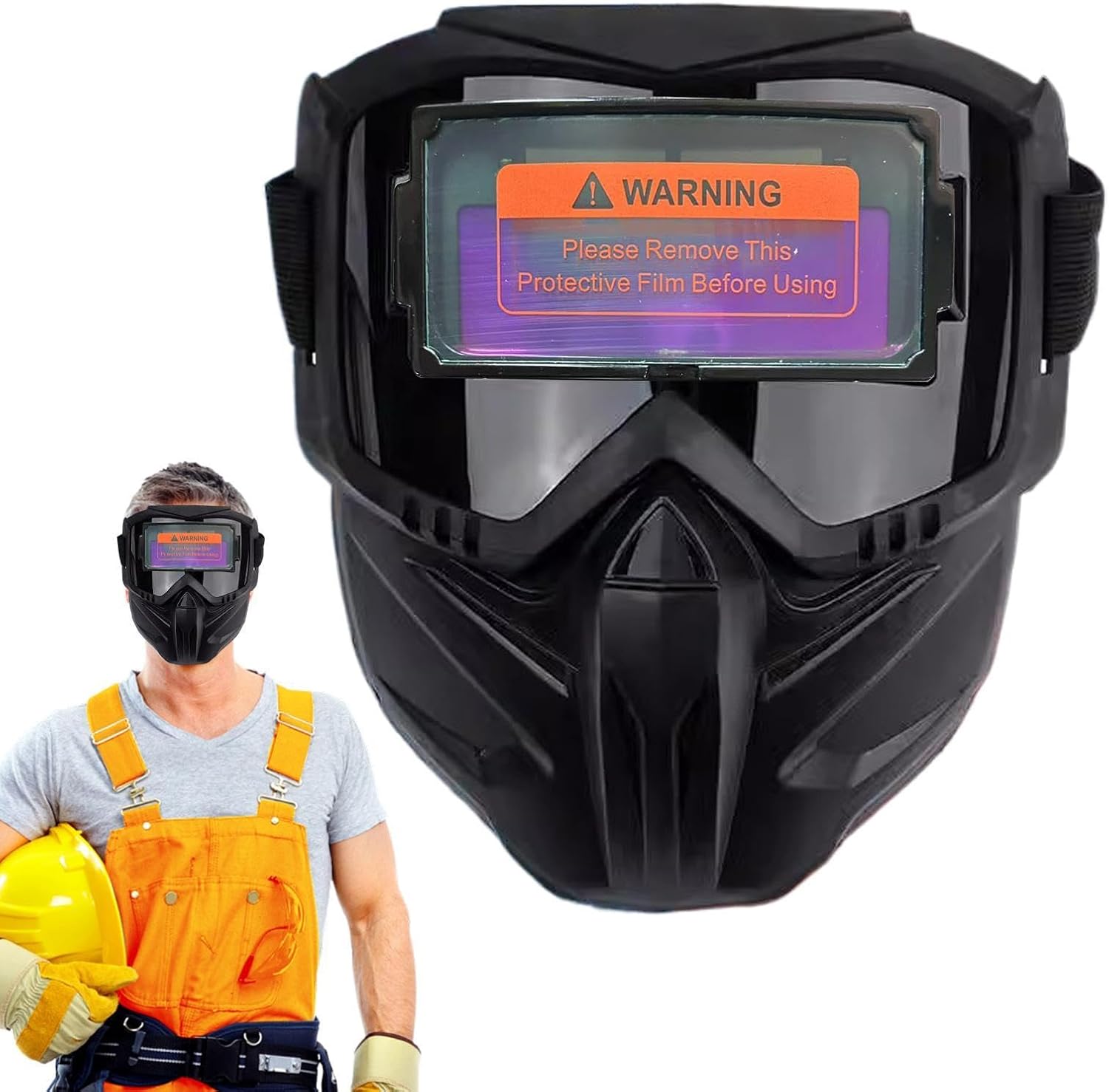 Auto Darkening Welding Helmet, Heat Insulating Anti-Glare Full Cover Helmet, Breathable Wide View Eyes Protective Gear