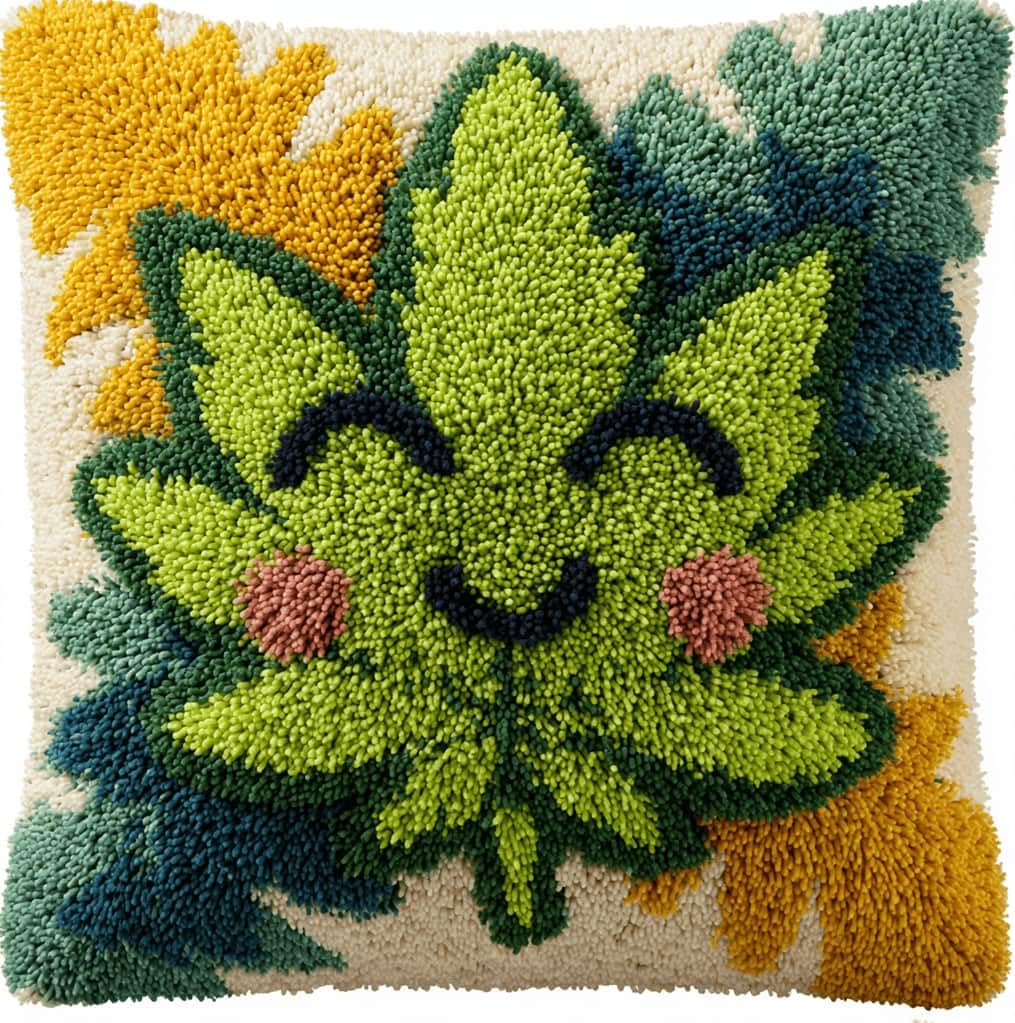 Kitquiver Latch Hook Rug Kits for Adults Leaf DIY Latch Hook Cushion Cross-Stitch Embroidery Cushion Cover for Home Sofa Decoration 17X17 in.
