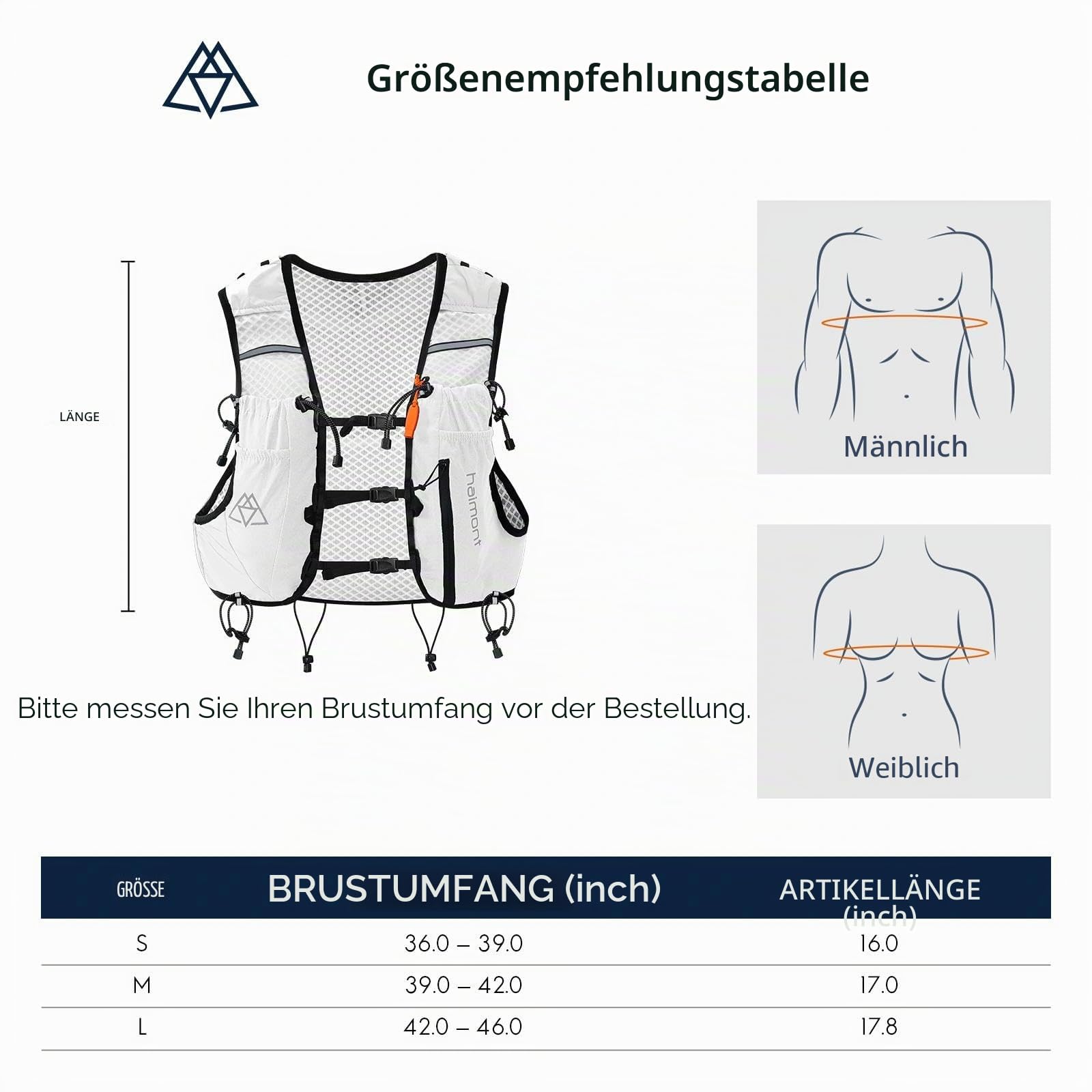 Haimont Laufweste Trinkweste für Damen und Herren Leicht Running Weste mit 2 Trinkflasche Laufen Wandern Joggen Trail 8L