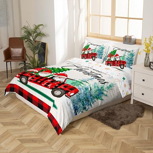 Vista 146 de Juego de funda de edredón rosa de Navidad para niñas, tamaño matrimonial, lindo juego de ropa de cama de dibujos animados de pingüino de Papá Noel