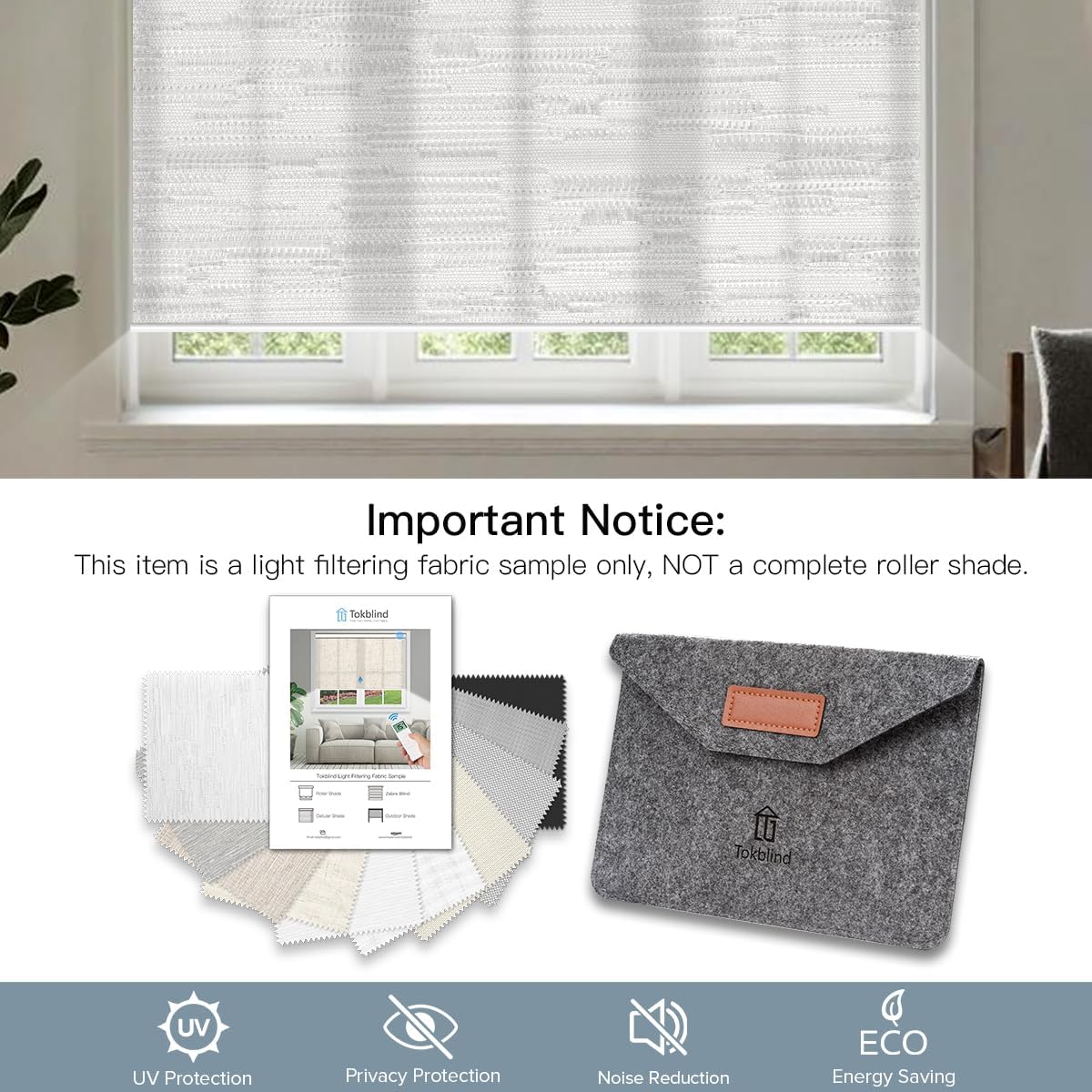 Tokblind Light Filtering Roller Shade Fabric Sample