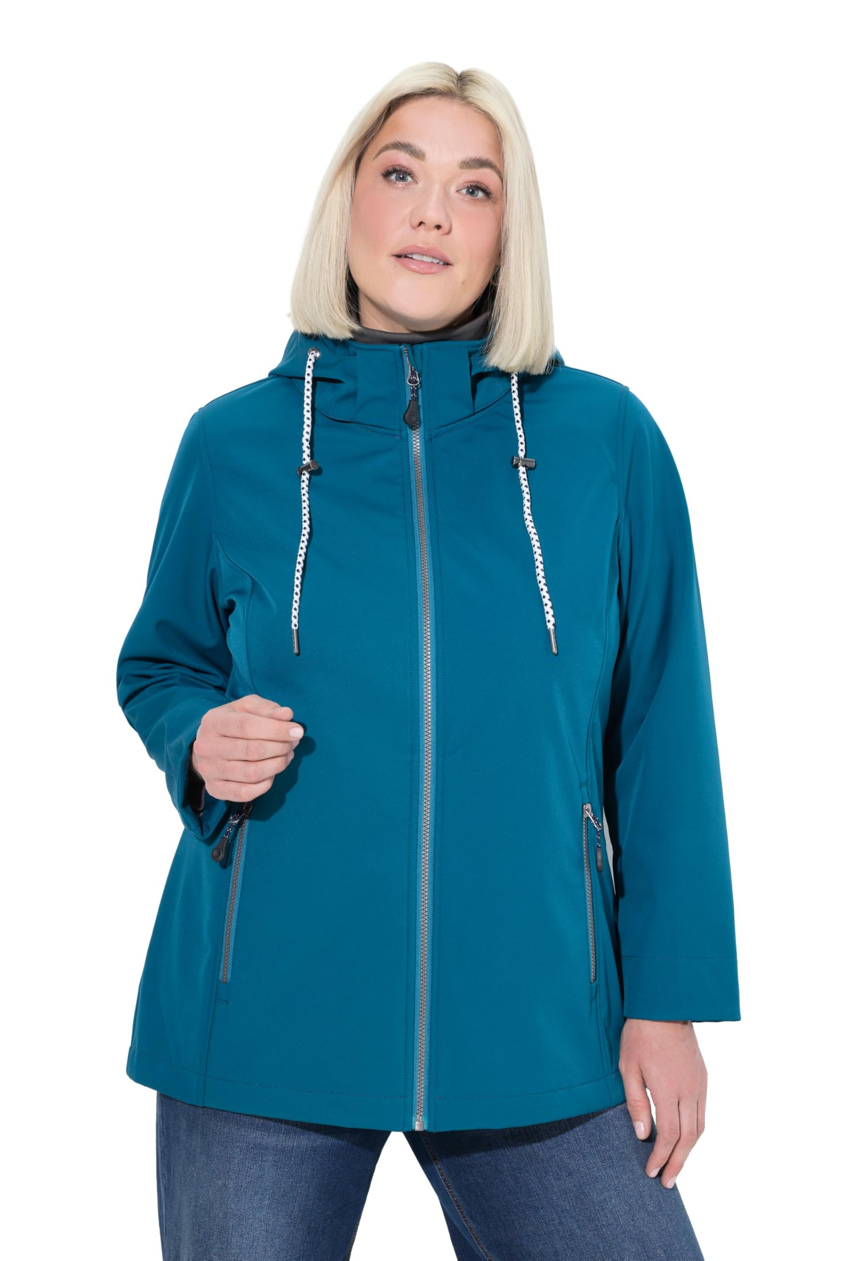 Ulla Popken Damen große Größen Übergrößen Plus Size HYPRAR Softshelljacke, wasserabweisend,Reißverschlusstaschen 842304