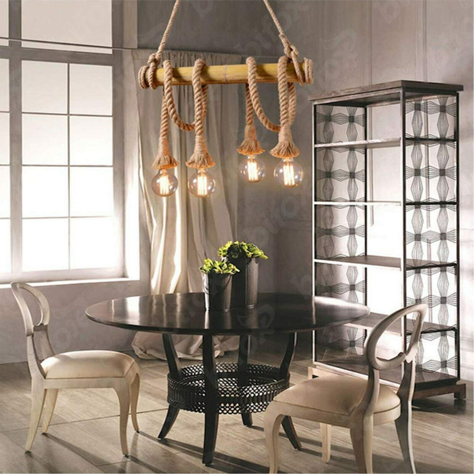 Universo Lampadario Retro 4 Bulbi E27 A Sospensione Stile Vintage Marrone