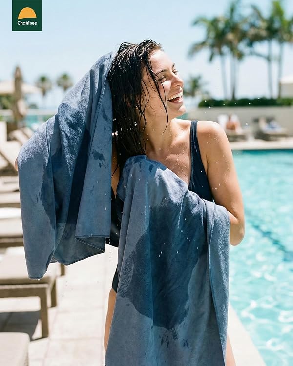 Chakipee Quick Dry Microfiber Towel Travel, Beach & Camping Towels. Fast Drying, Super Absorbent & Ultra Compact for Travel, Gym, Swimming, 1 Pack Microfibre Serviette, Navy Blue 180 x 100cm by Chakipee - Image 9