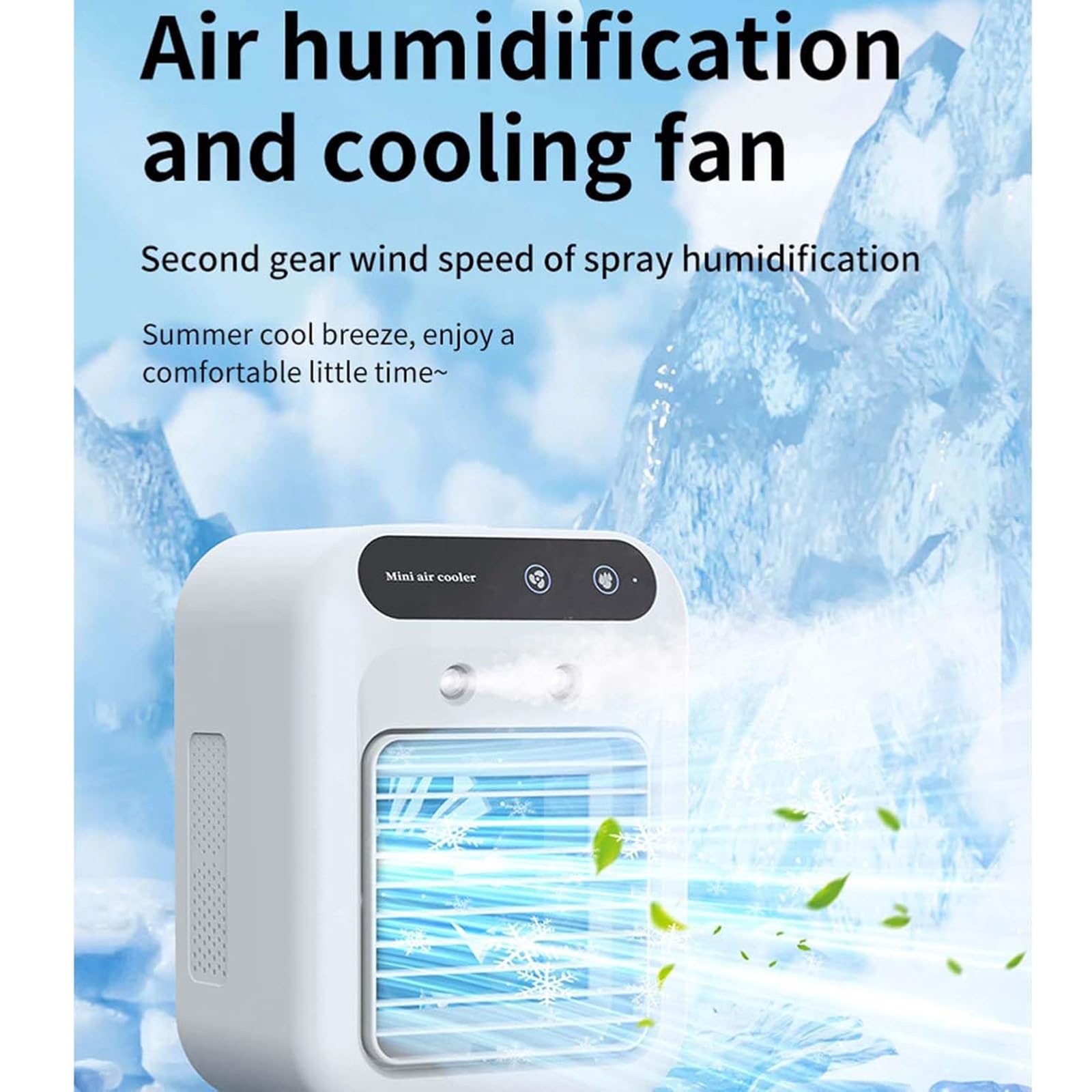 Glacier Breeze AC Mini Air Cooler: refrigeratore evaporativo portatile da 500 ml con nebbia di ghiaccio, raffreddamento 10H, ricaricabile tramite USB e ventilatore da scrivania per casa