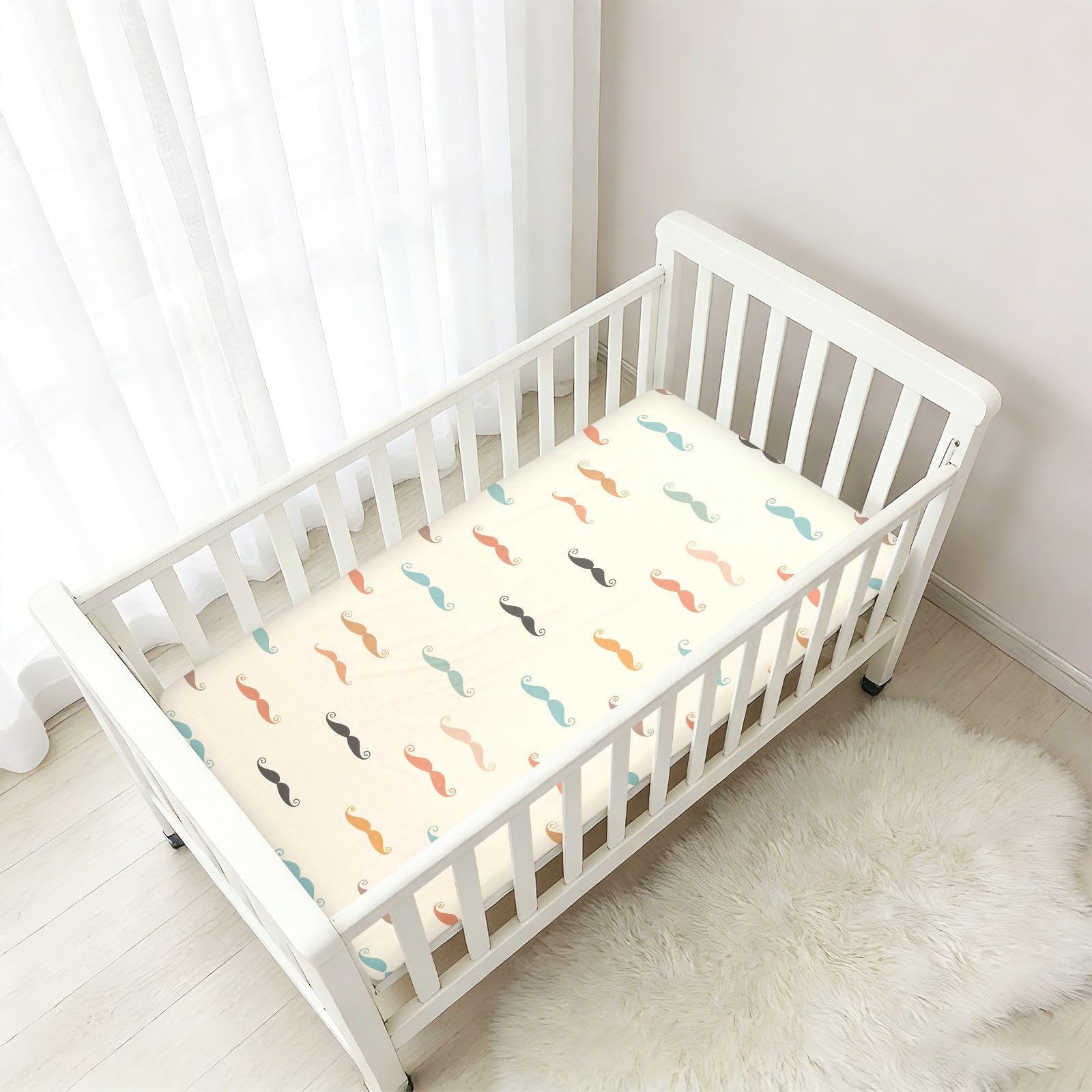 Boho prosty styl wąsy łóżeczko dziecięce prześcieradła bawełniane prześcieradło dla niemowląt ultramiękki materac do łóżeczka dziecięcego, 1 opakowanie