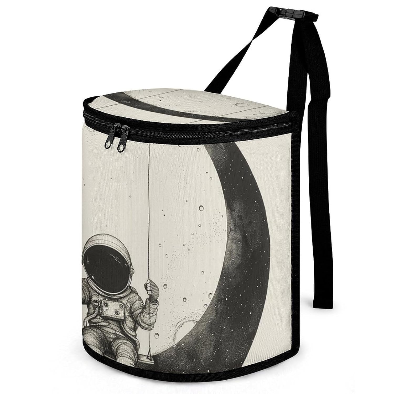 MUSM Leakproof Car Trash Can 2.5 Gallon, Durable Automotive Garbage Bag with Waterproof Liner, On The Moon Swing Trash Bag for Car, Truck, RV & Bathroom