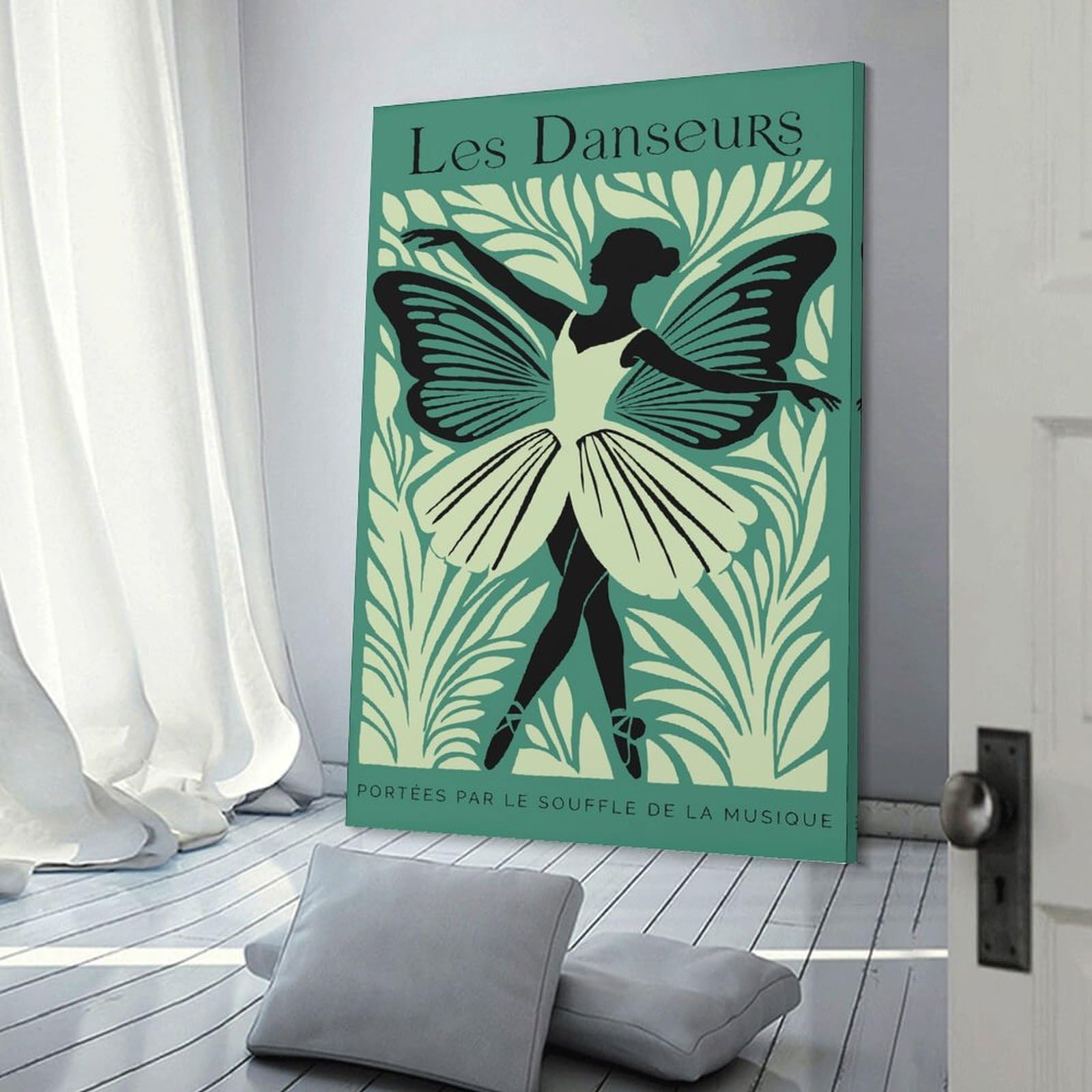 Junmoney Ballet Dancer with Butterfly Wings Canvas Wall Picture 20x30inch(50x75cm), for Living Spaces, Bedrooms Or Relaxed Rooms, Modern Wall Decor for Cosy Interiors