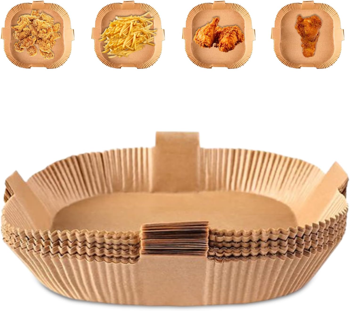 Healthy Cooking Made Easy with Our Air Fryer Sheets: Oil-Absorbing Non-Stick Parchment Papers for Air Fryer liners. The Ultimate Green Kitchen Essential! (50pcs Square - 16cm)