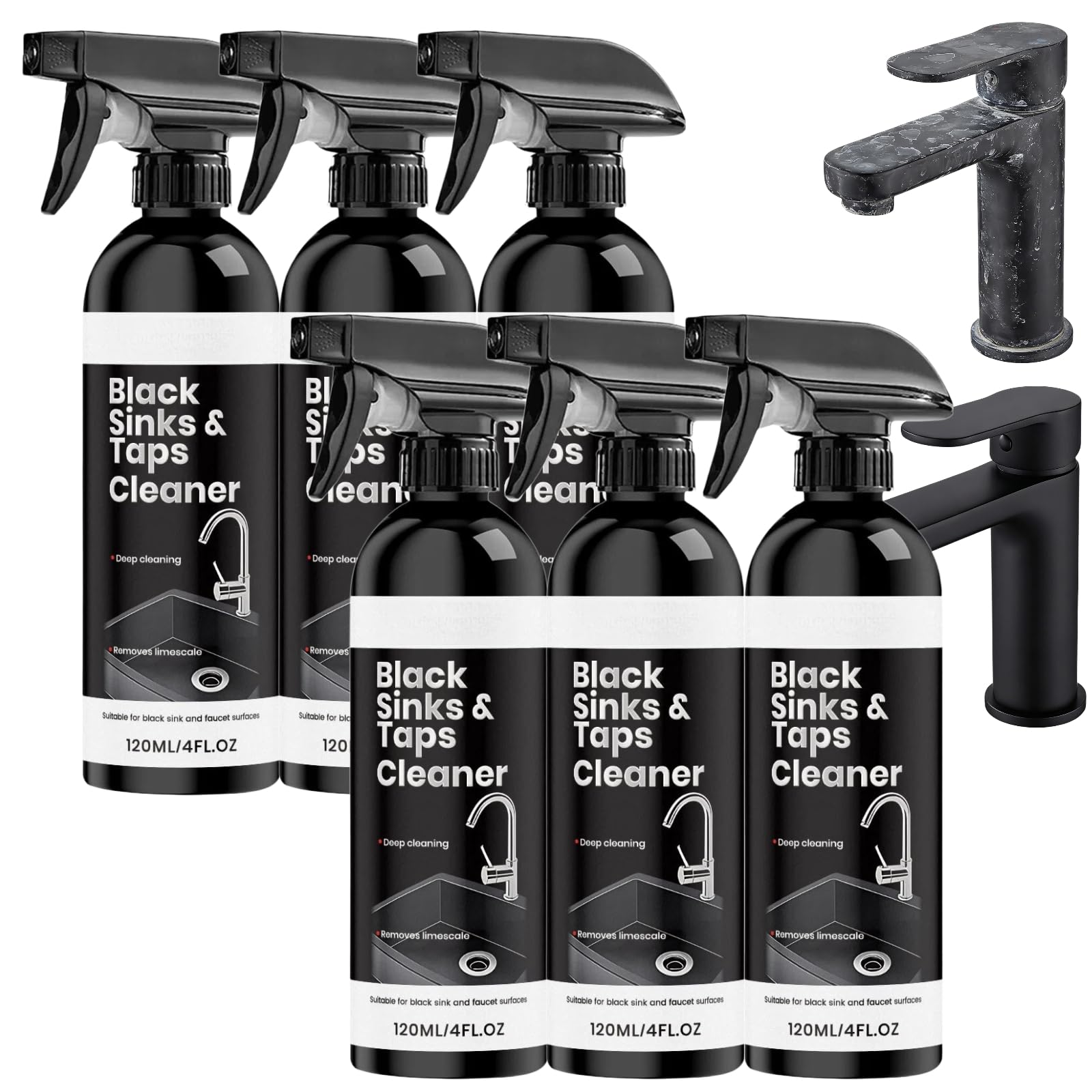 Kalkentferner-Spray – Leistungsstarker Mehrzweckreiniger für Kalk, Seifenreste und Badezimmerschmutz – Schnell wirkendes Spray für langanhaltenden Glanz, ideal für Fliesen, Waschbecken (6pcs)