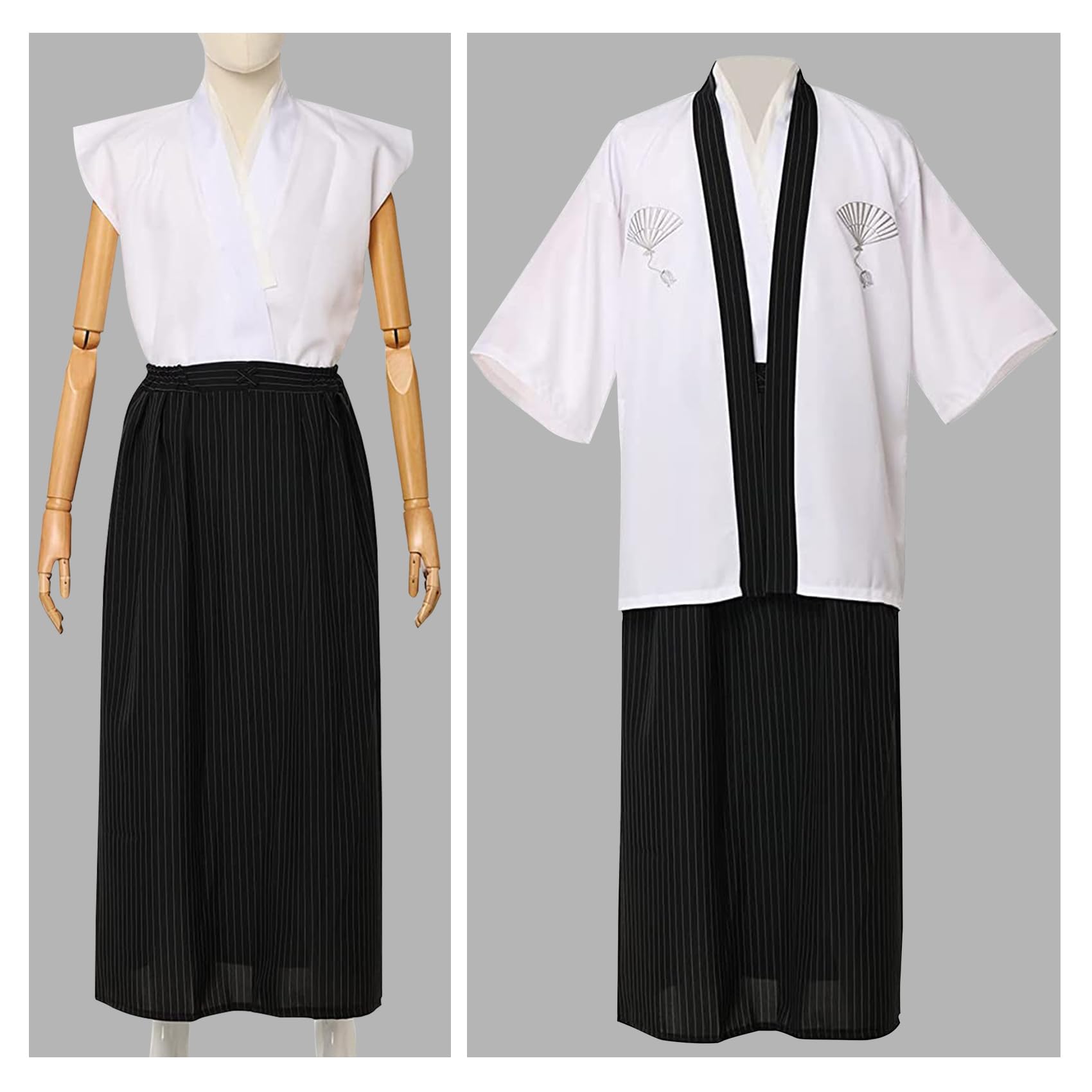 Japońskie kimono męskie kimono Yukata szlafrok japoński tradycyjny mundur samurajski kostium cosplay japoński styl odzież kurtka Haori top spódnica Hakama zestaw, jeden rozmiar