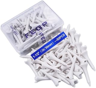 1 1/2'' Plastic Golf Tees – Short Tees for Irons, Par Threes, Hybrids, and Driving Range - Pack of 50 Bulk 4 Prongs Plastic Golf Tees Performance Series Low Resistance Golf Tee White