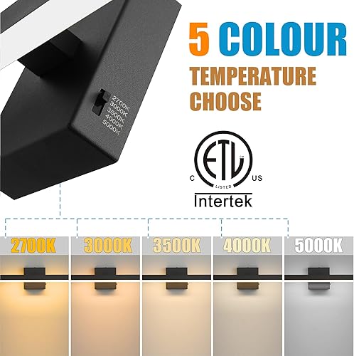 Miniatura 4 de Lámpara de tocador de baño negra de 39.4 pulgadas, 24 W regulable 5CCT LED moderna lámpara de baño sobre espejo - Certificado ETL