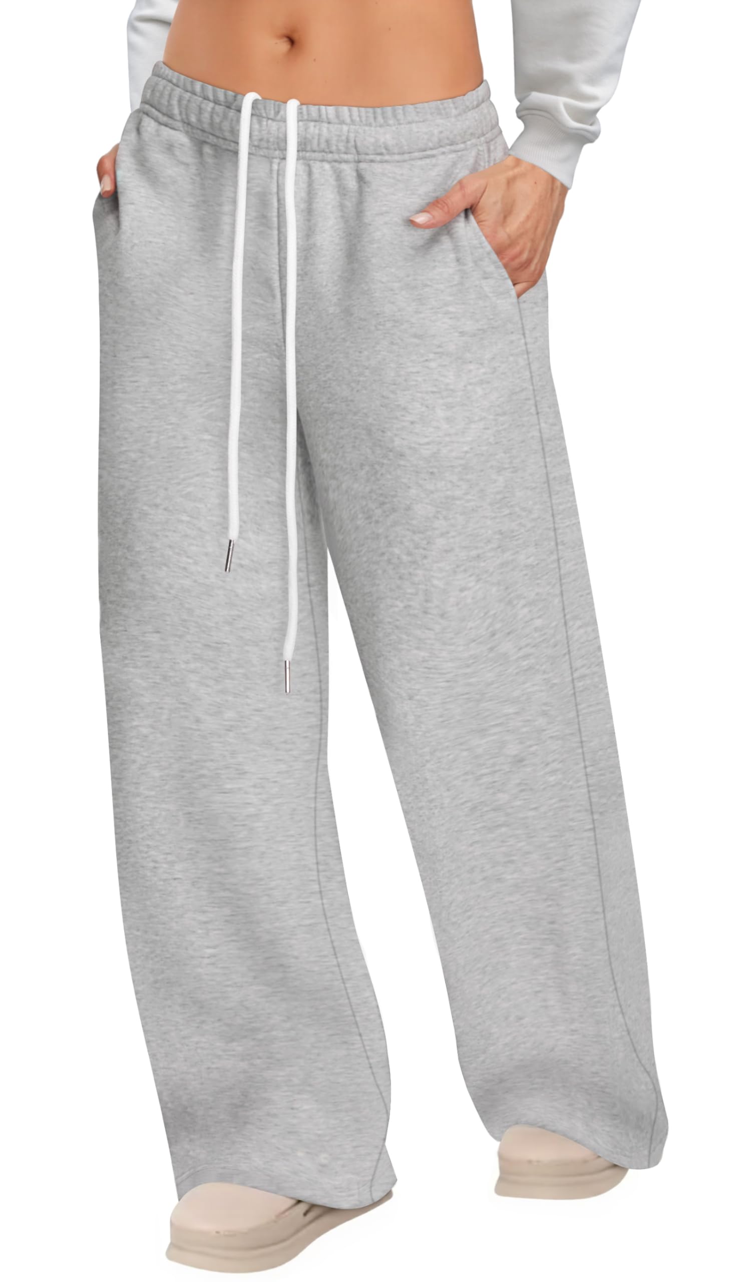 Womens Sweatpants Wide Leg Drawstring Workout Casual Baggy Pants High Waist with Pockets