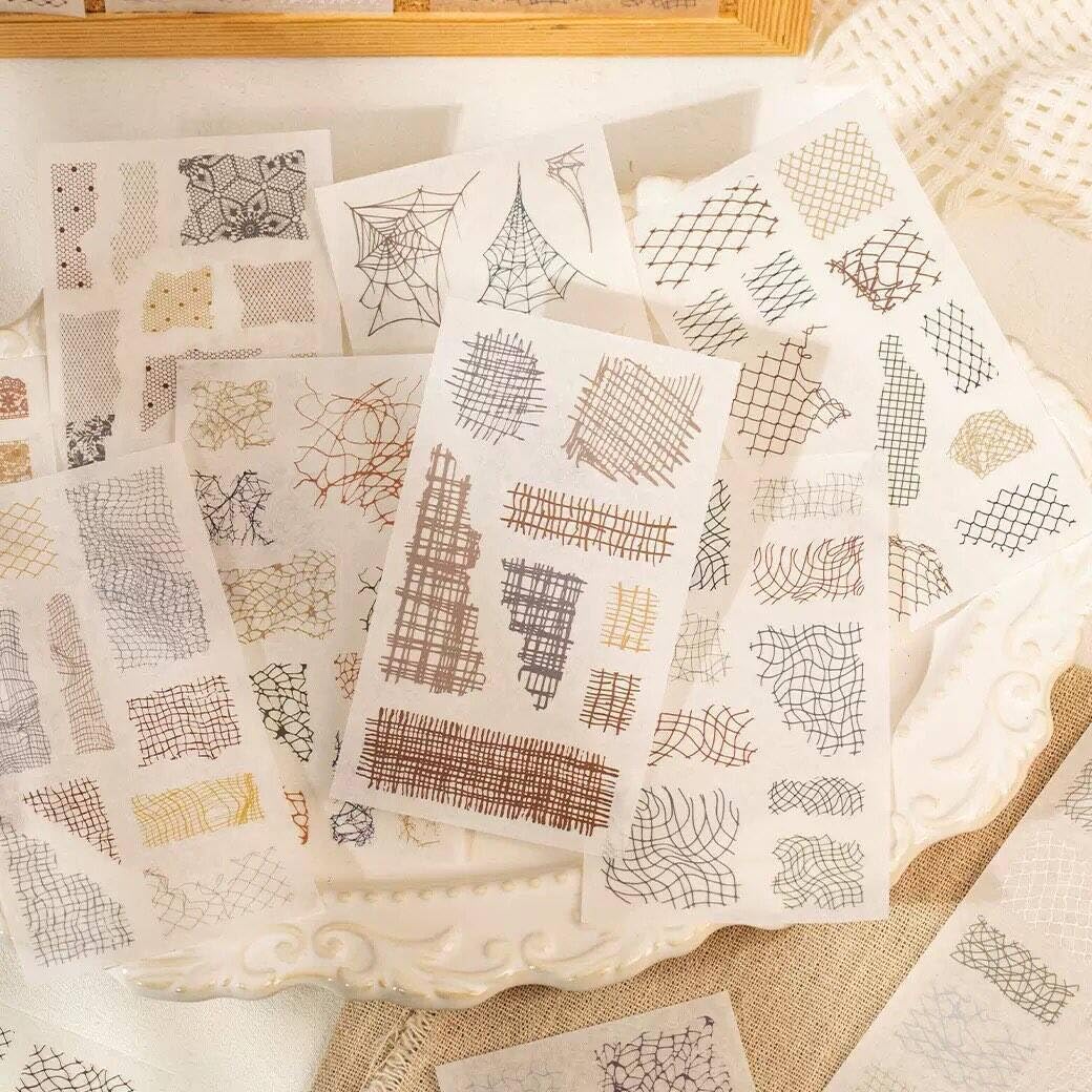 40 Pieces of Textured Scrapbook Stickers, with Hollowed Out Mesh Textured Border Decorative Stickers, Used for Diaries, Magazines, Cards, Diary Scrapbook Supplies Kit