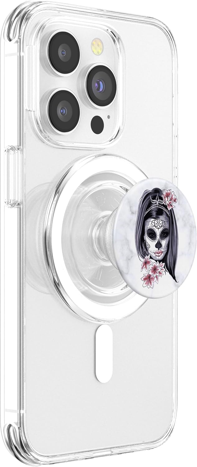 White Sugar Skull Cell Phone Button Holder Pop Out Back Knob PopSockets PopGrip: Swappable Grip for Phones & Tablets PopSockets PopGrip for MagSafe