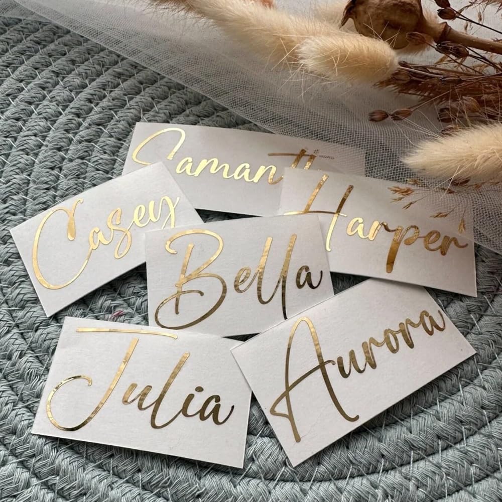 Hdlove One Color 2 Pcs Custom Vinyl Decal - Personalized Name Labels For Wedding, Birthday, Water Bottle Or Glass - Calligraphy Stickers For Bride, Groom, Bridesmaid