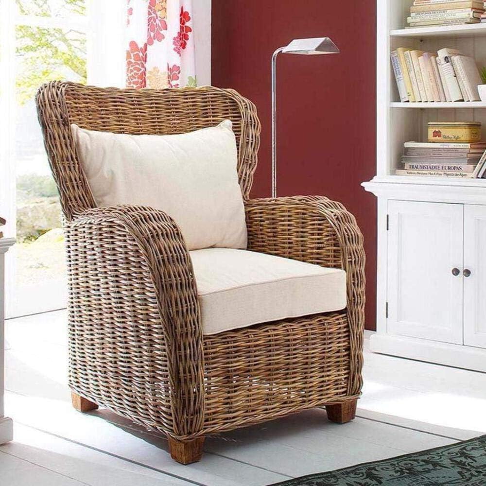 NovaSolo Wickerworks Queen Chair with Seat and Back Cushions, Big, Gray