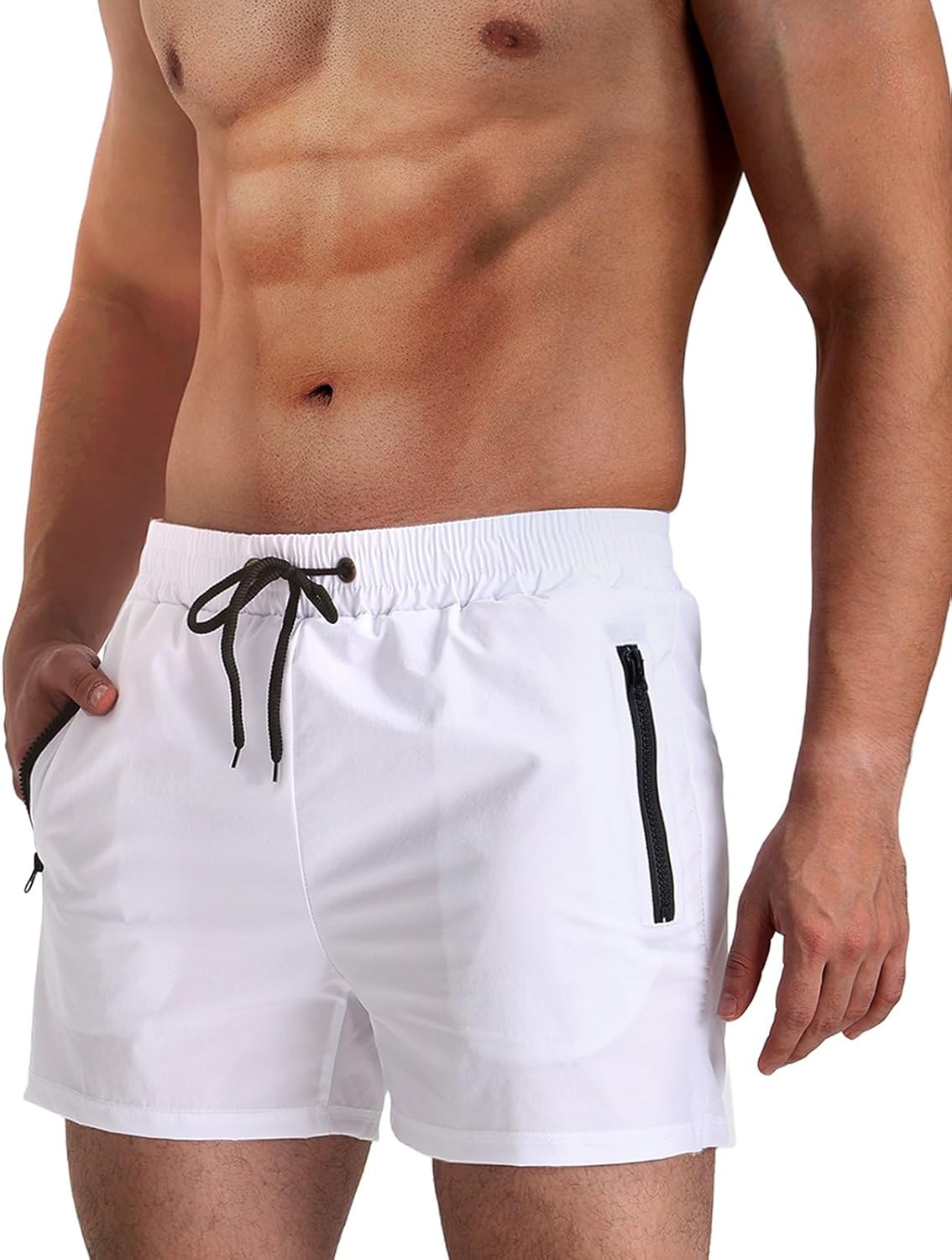 Mens Swim Trunks 5" with Mesh Lining Quick Dry Beach Shorts with Zipper Pockets Sports Swimming Trunks for Men