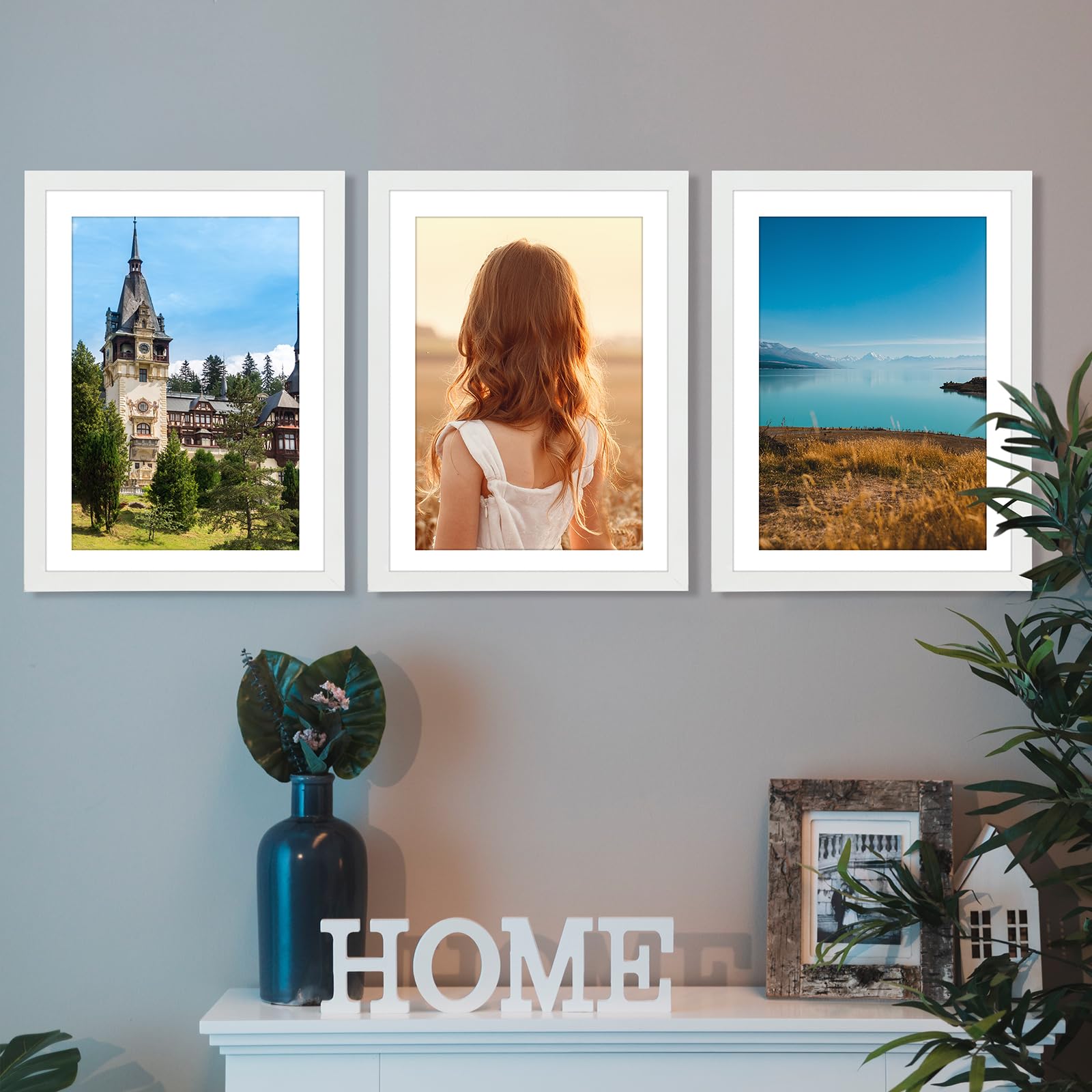 kollyseek 30x30cm MDF Picture Frame with Acrylic Glass and White Mount 12x12 in Display Photo Frame Decorative Poster Frame with Wood for Desktop/Wall Mounting (White) - Image 2