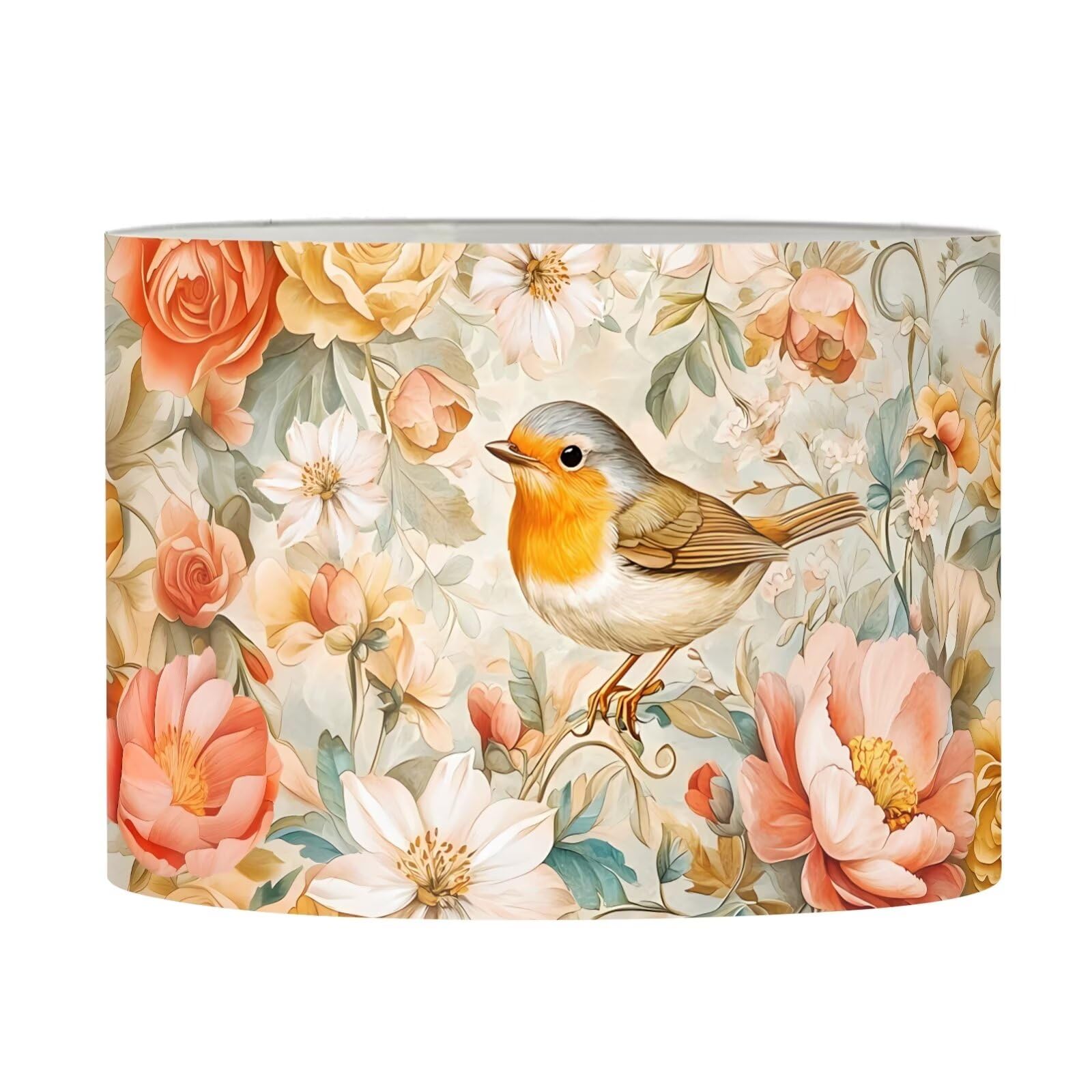 FANCOSAN Retro Bird Drum Lamp Shade Cover for Bedroom Living Room Study Desk Table Lampshades Cover Nightstand Modern Lampshade Home Lighting Decor S