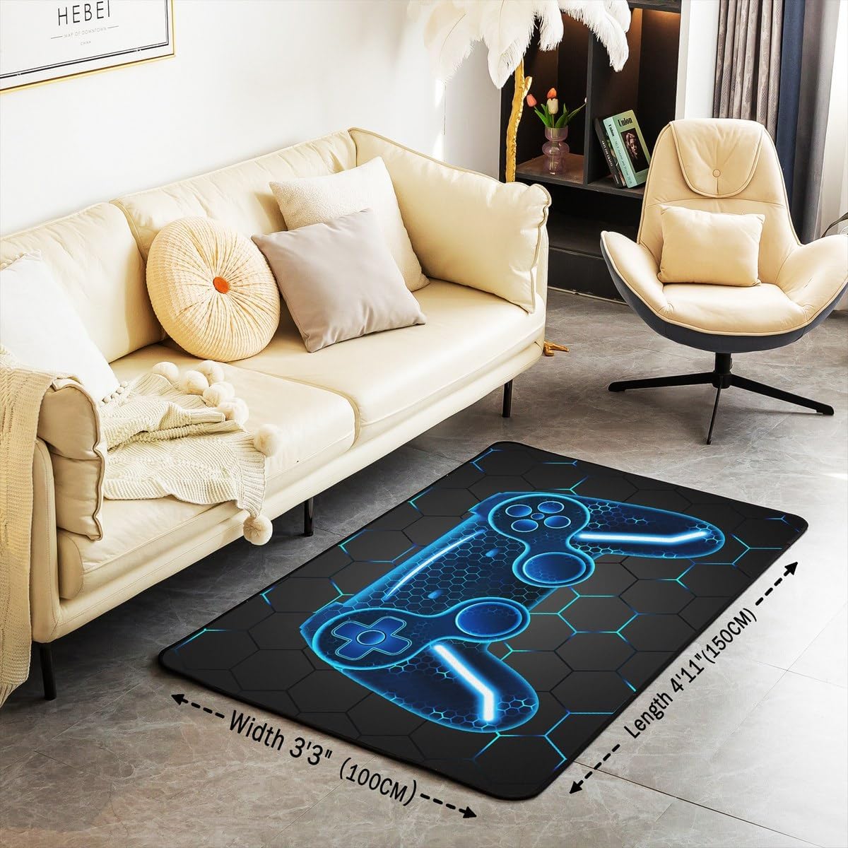 Feelyou Gaming Game Area Rug for Living Room Living Room Kids Boys 3 x 5 image 3