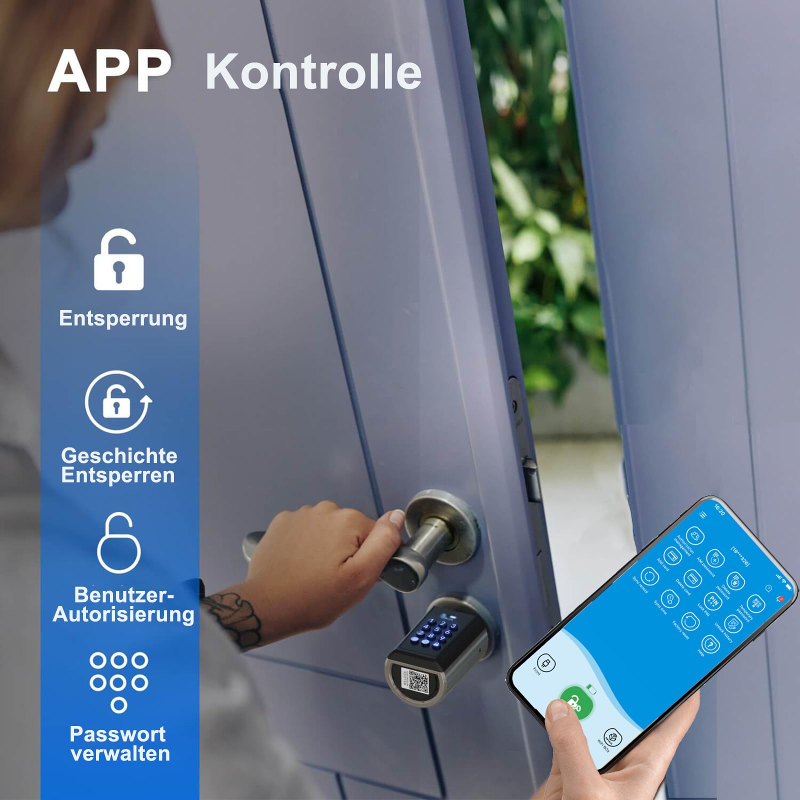WELOCK PBL Elektronisches Türschloss,Türschloss Code mit App | Einstellbarer Elektronischer Tür-Schließzylinder für Türstärken von 50-100mm,elektronisches türschloss haustür,SmartLock