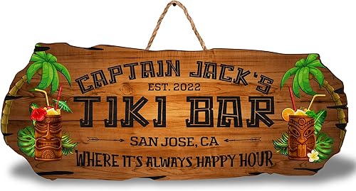Miniatura 12 de Artsy Woodsy Letrero de madera personalizado con estampado de barra Tiki (no tallado ni neón), decoración de verano, letrero de piscina, patio