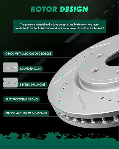 Miniatura 291 de SCITOO Kit de freno delantero Rotores de freno delantero y pastillas de freno de cerámica para 08-16 para Chrysler Town & Country, 08-16 para Dodge