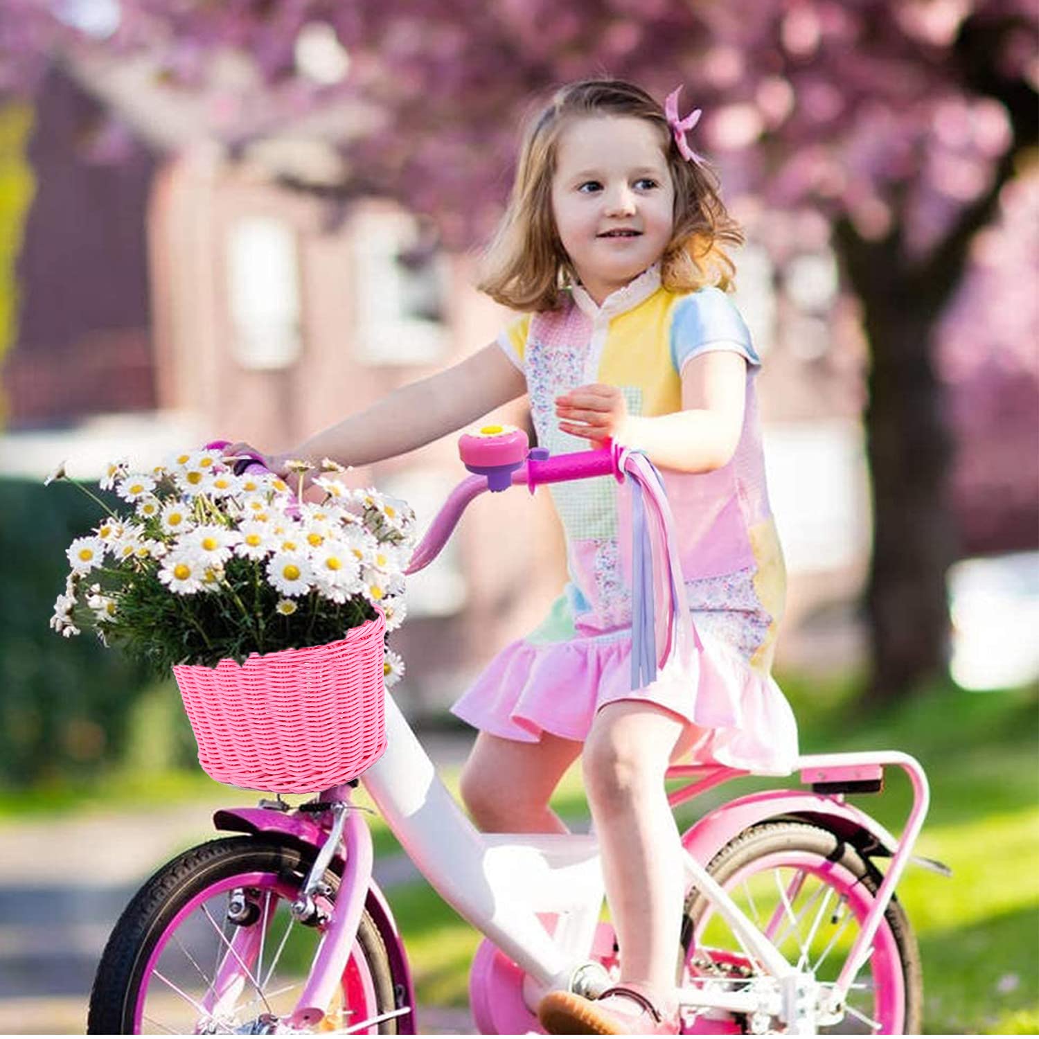 Toddler Balance Bike Pink Bike Basket For Girls Adjustable